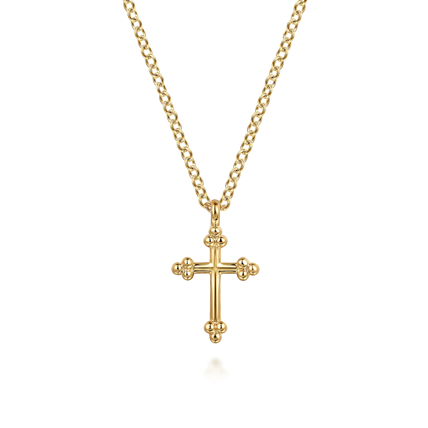 14K Yellow Plain Gold Bujukan 12mm Cross Necklace @ $470