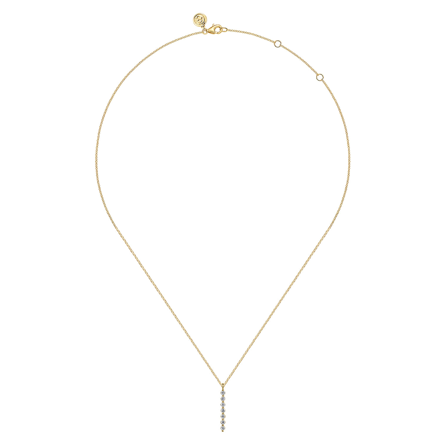 White Sapphire Bar Necklace in 14K Yellow Gold, photograph 2