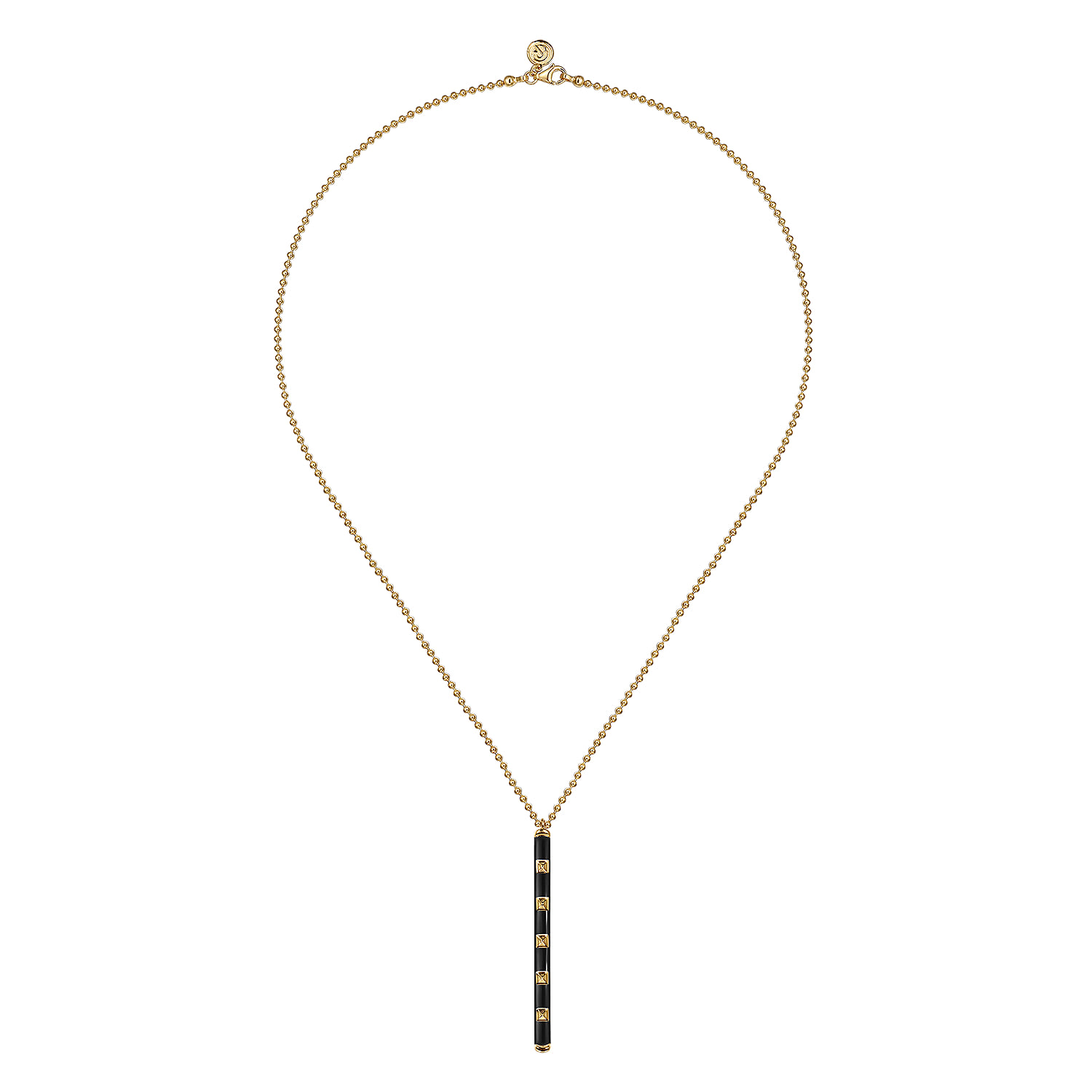 Vertical Bar Necklace with Enamel in 14K Yellow Gold, photograph 2