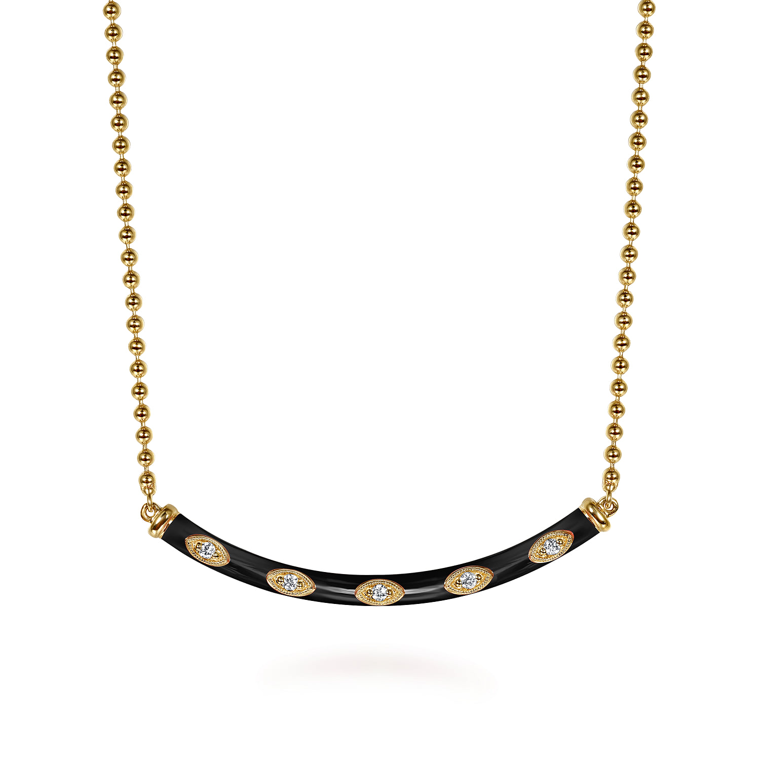 Diamond Bar Necklace with Enamel