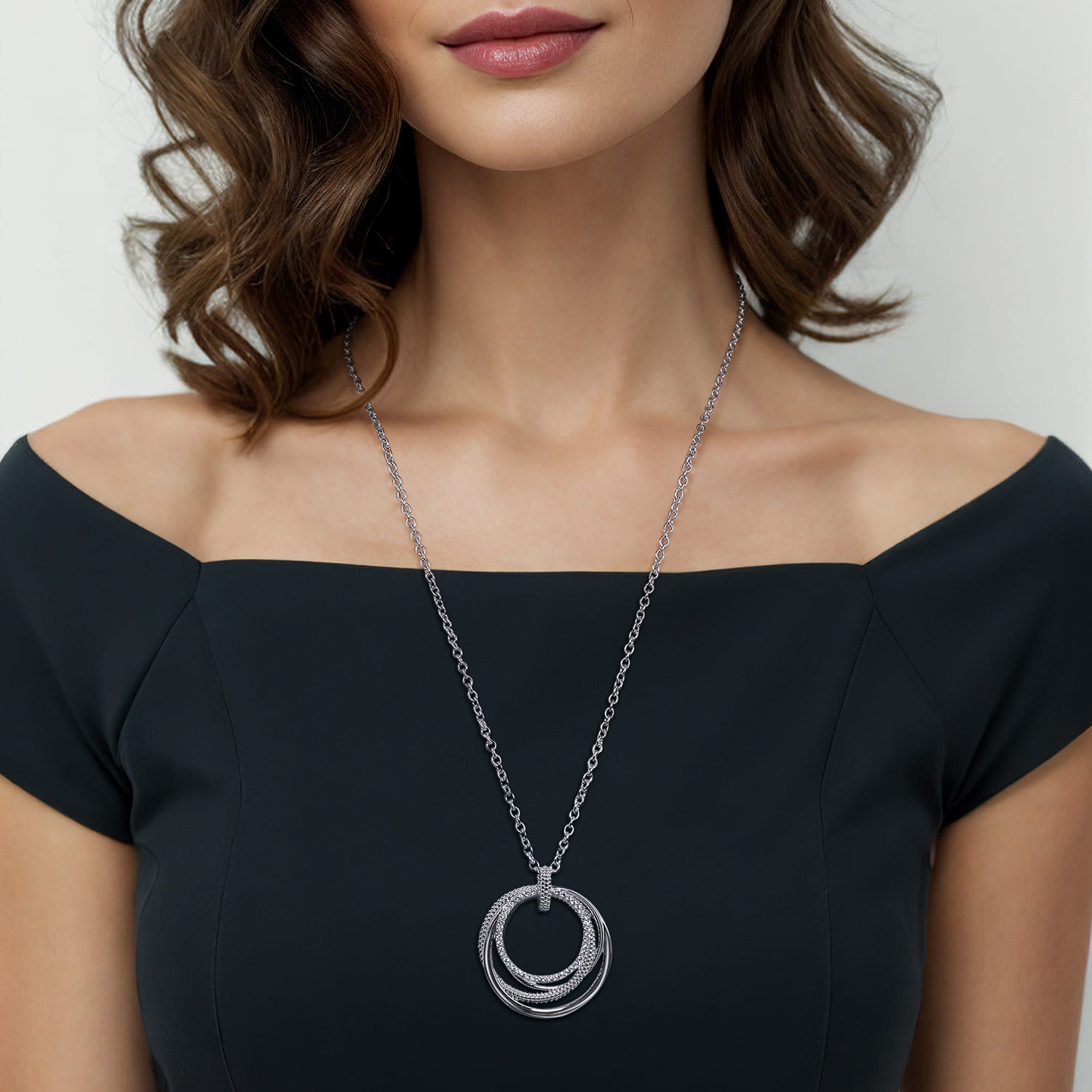 Bujukan White Sapphire Pendant Drop Necklace in Sterling Silver, photograph 4