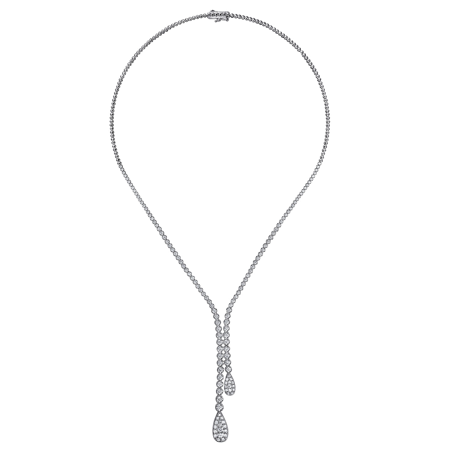 Graduating Diamond Y Necklace in 14K White Gold, photograph 2
