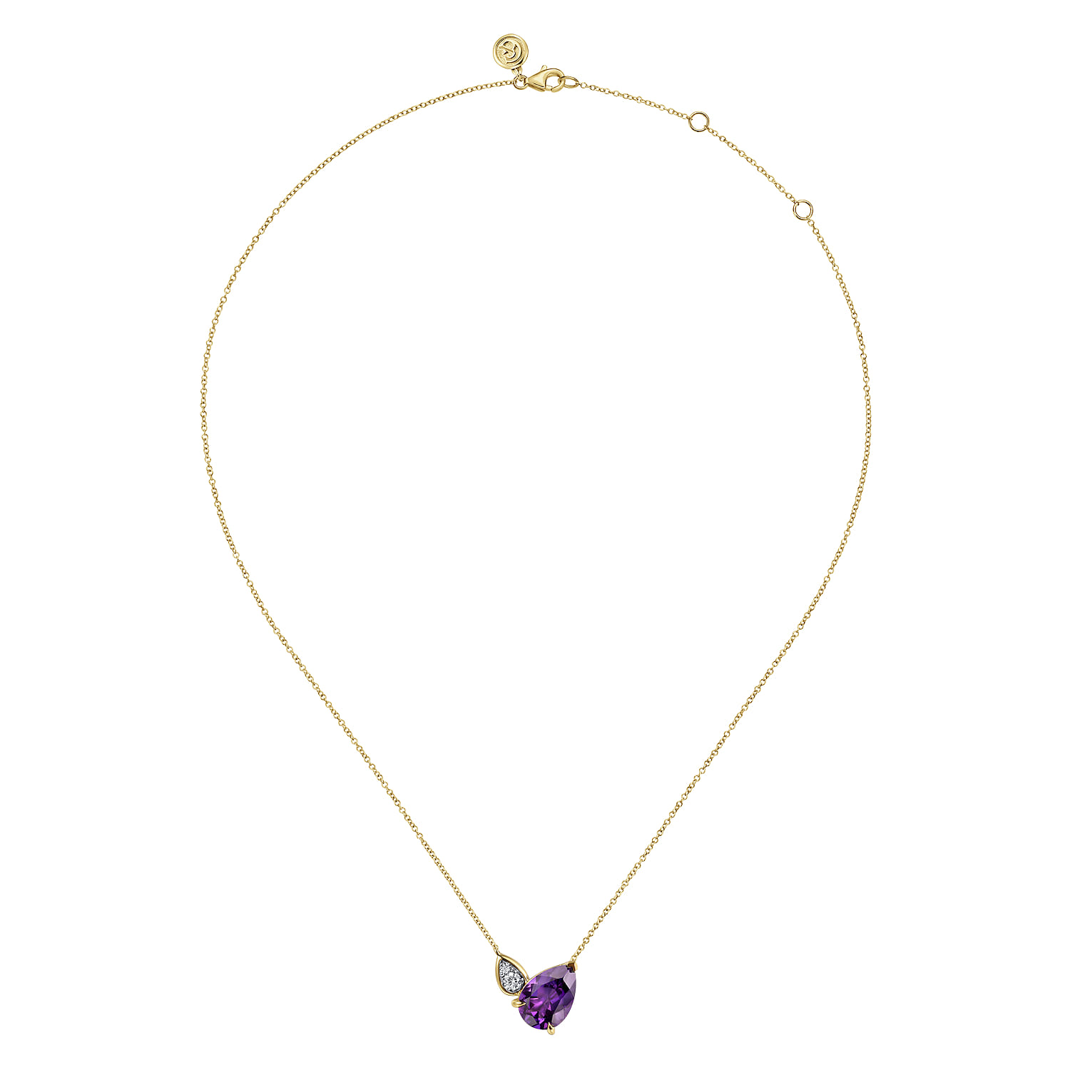 Diamond and Amethyst Pendant Necklace in 14K White/Yellow Gold, photograph 2