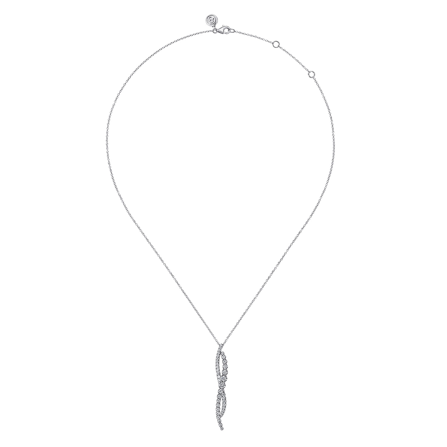 Diamond Twisted Pendant Necklace in 14K White Gold, photograph 2