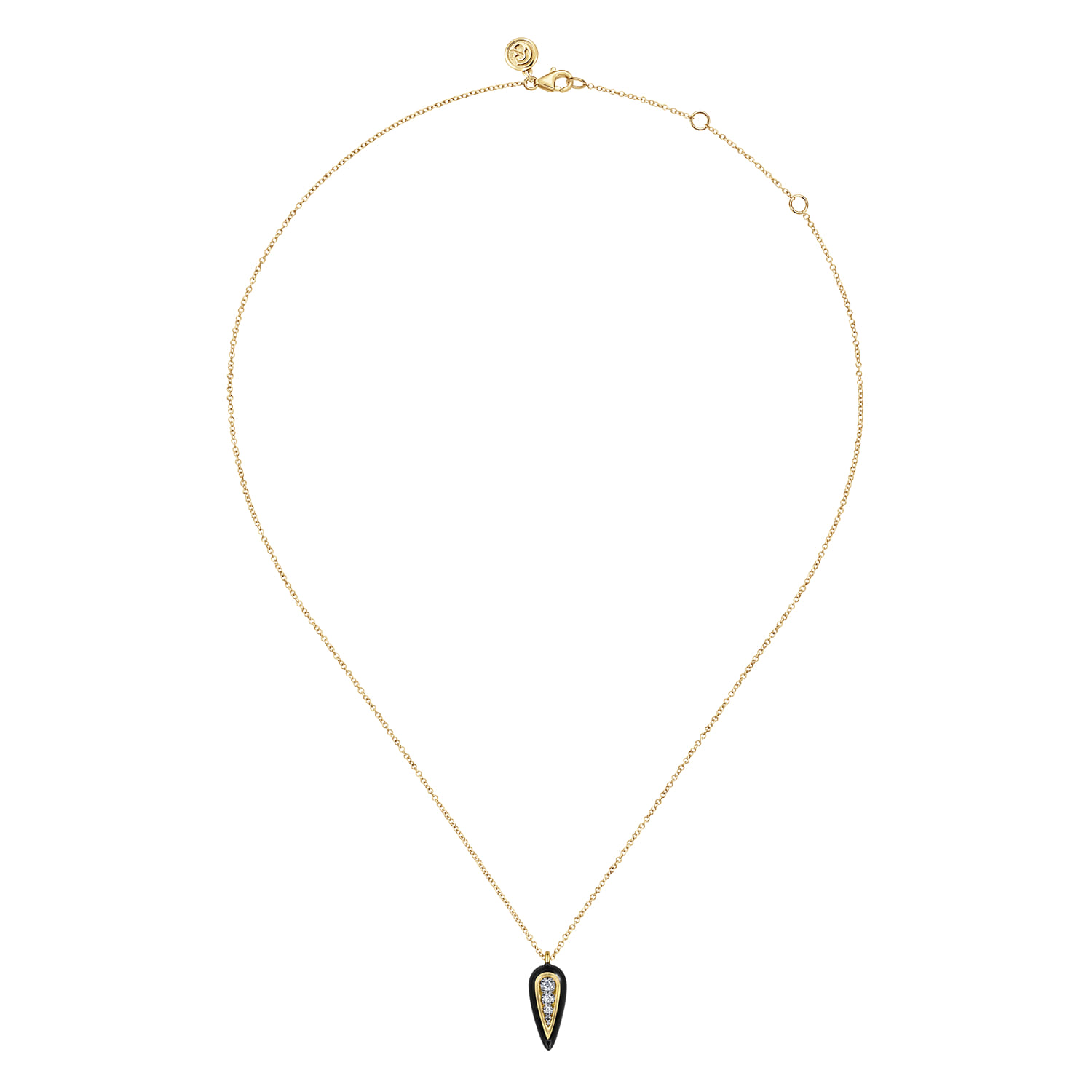 Diamond Pendant Necklace with Enamel in 14K White/Yellow Gold, photograph 2