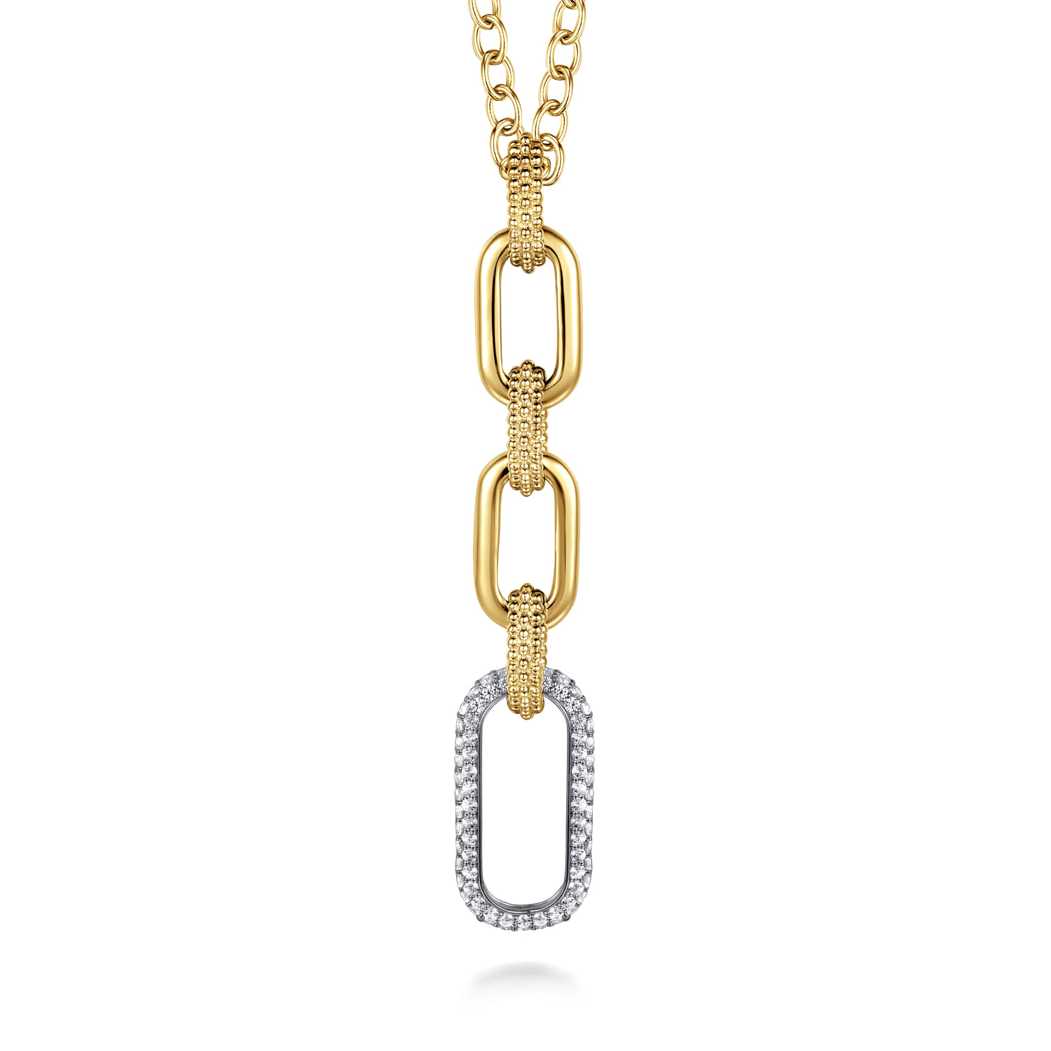 Bujukan and Diamond Link Pendant Drop Necklace