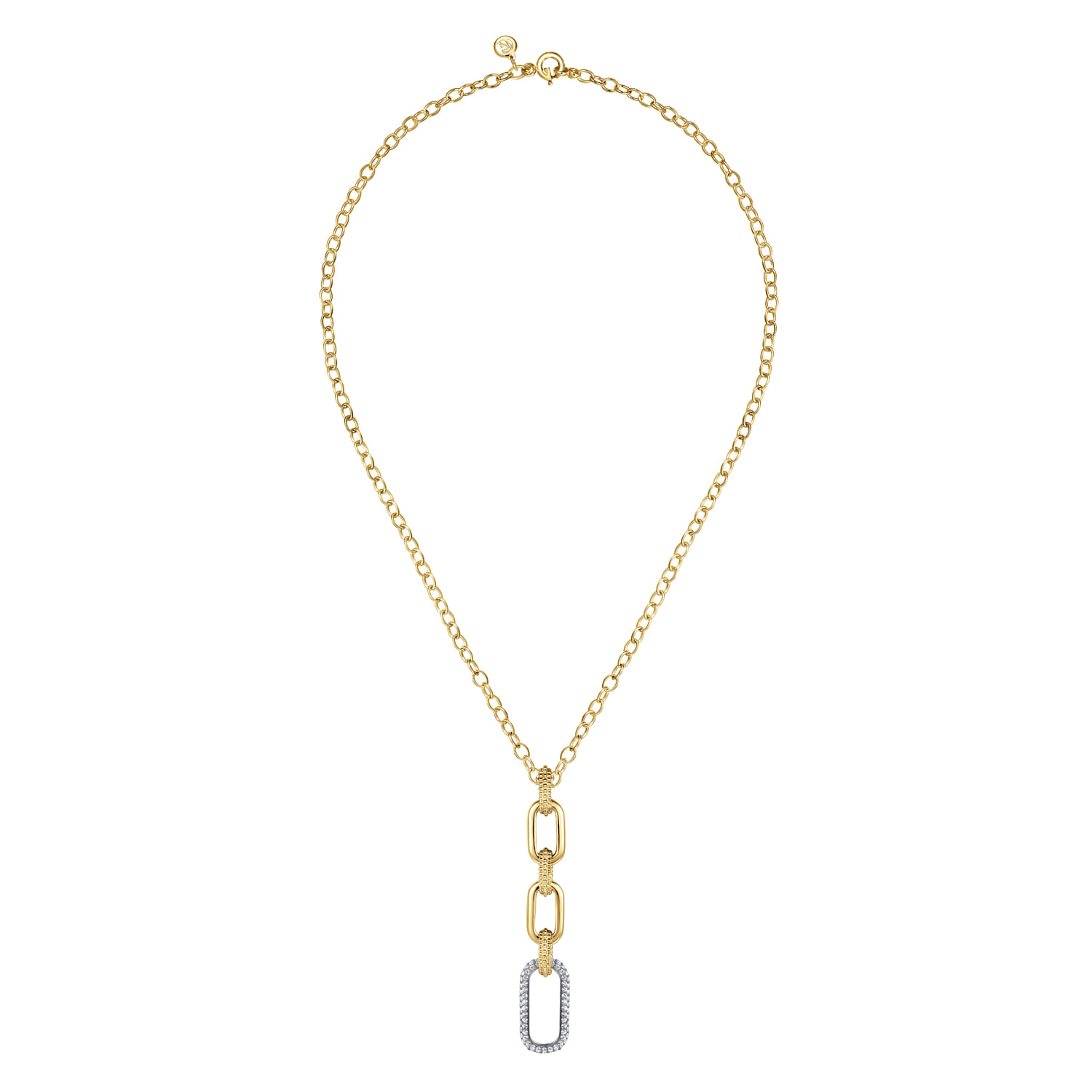 Bujukan and Diamond Link Pendant Drop Necklace in 14K Yellow Gold, photograph 2