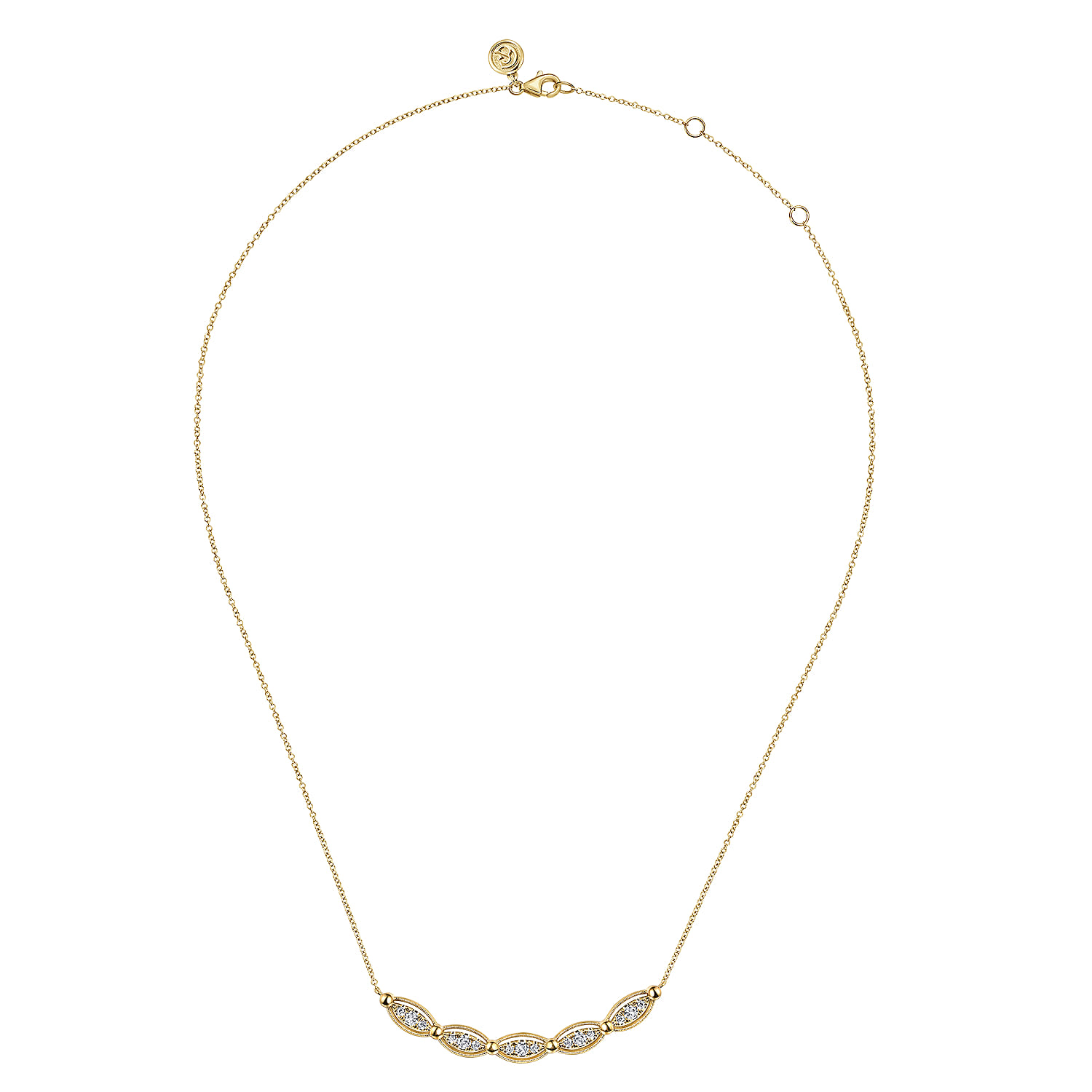 Bujukan Diamond Bar Necklace in 14K Yellow Gold, photograph 2