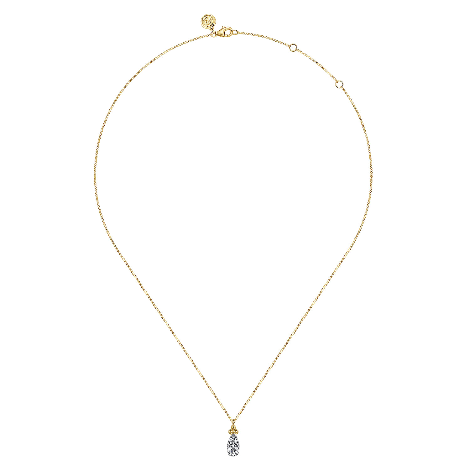 Diamond Bujukan Teardrop Pendant Necklace in 14K Yellow Gold, photograph 2