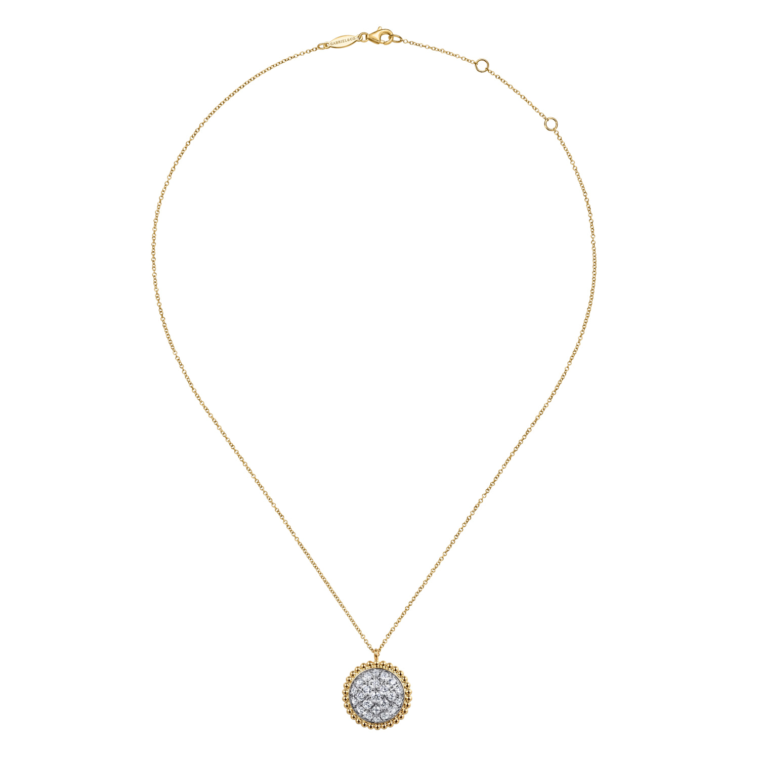 Bujukan and Diamond Pave Pendant Necklace in 14K Yellow Gold, photograph 2