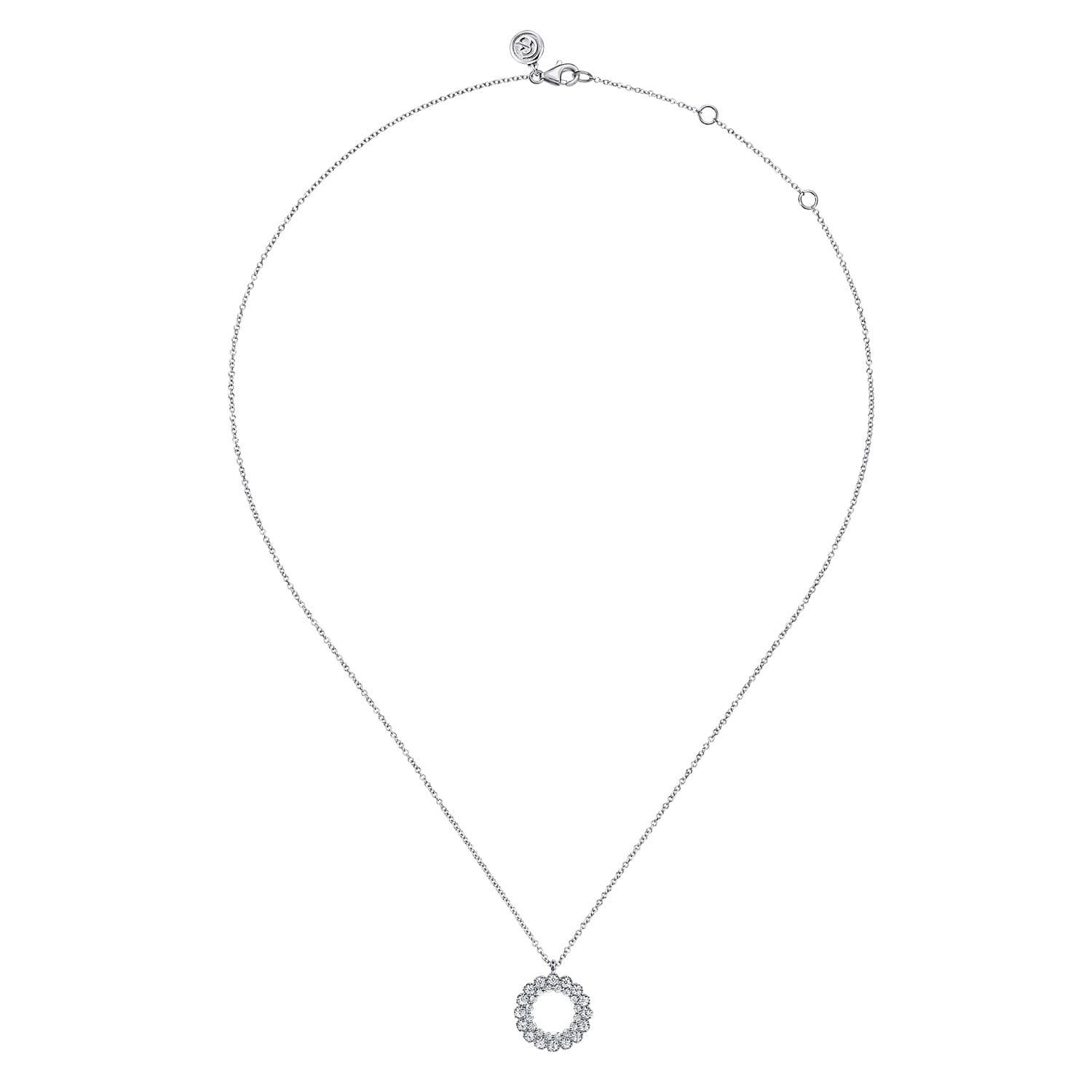 Diamond Circle Pendant Necklace in 14K White Gold, photograph 2