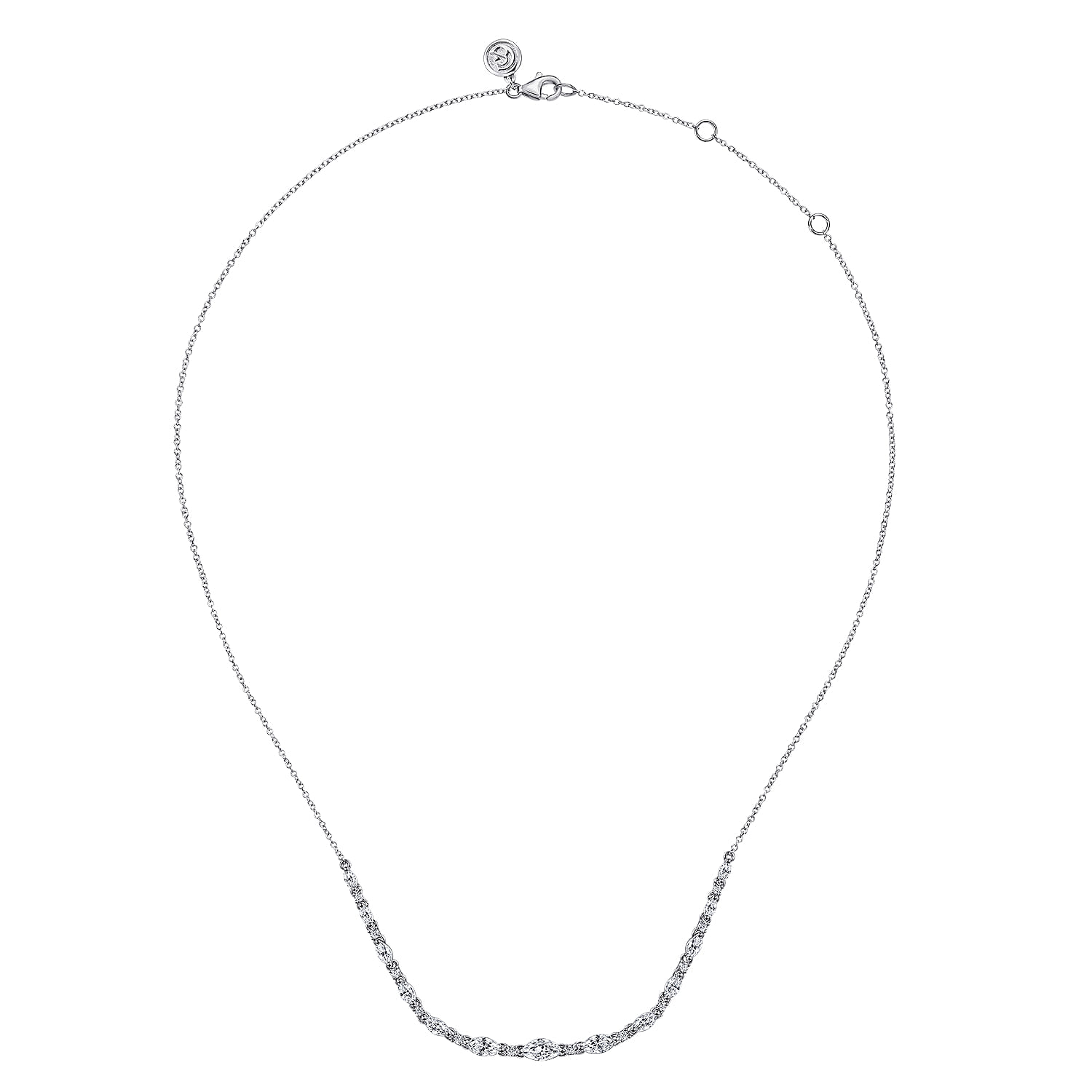 Graduating Diamond Bar Necklace in 14K White Gold, photograph 2