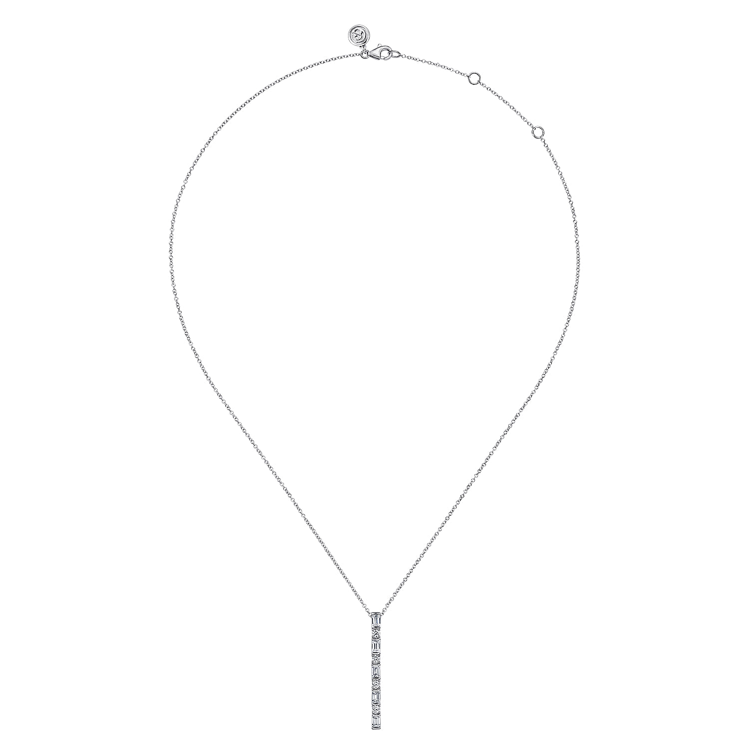 Vertical Diamond Bar Necklace in 14K White Gold, photograph 2