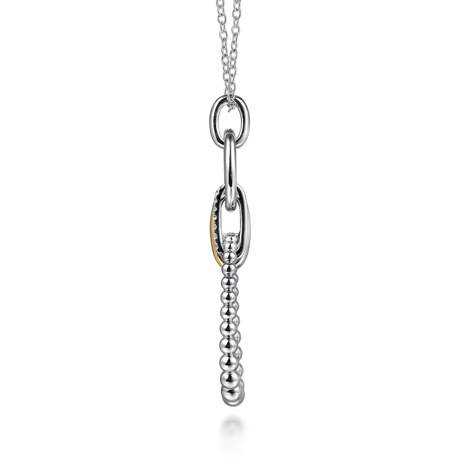 and Bujukan White Sapphire Link Pendant Necklace in 14K Yellow Gold, photograph 4