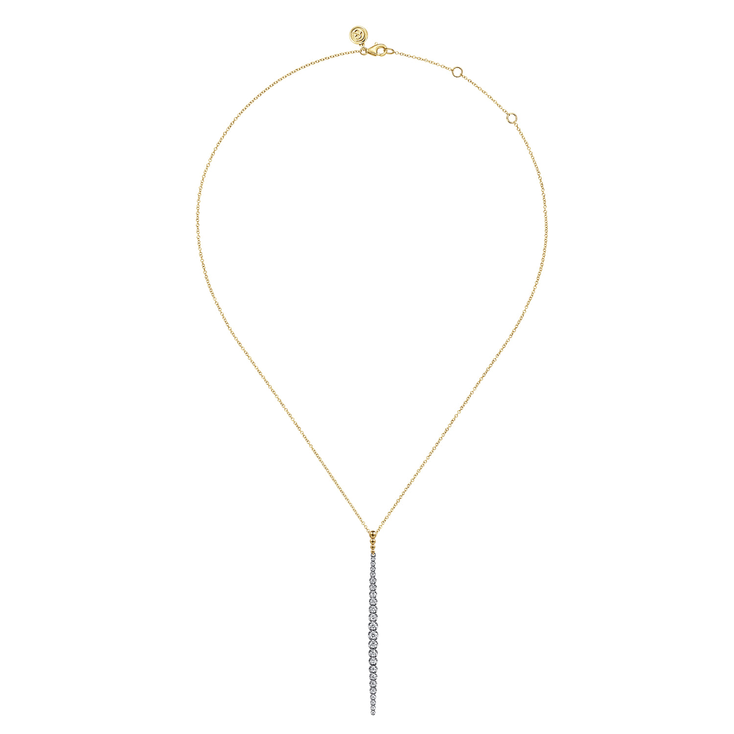 Bujukan Diamond Bar Pendant Necklace in 14K White/Yellow Gold, photograph 2