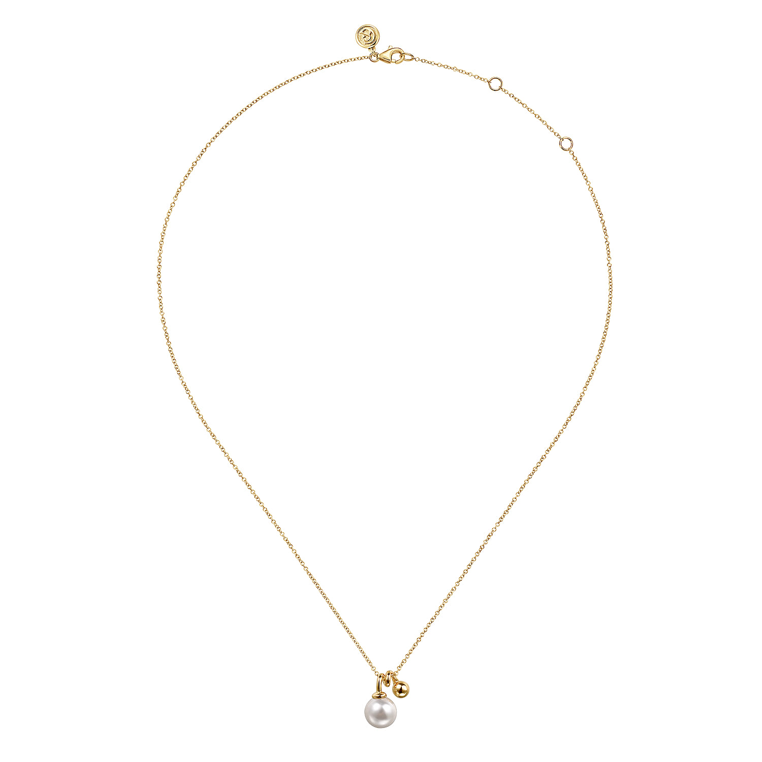 Bujukan Bead and Pearl Pendant Necklace in 14K Yellow Gold, photograph 2