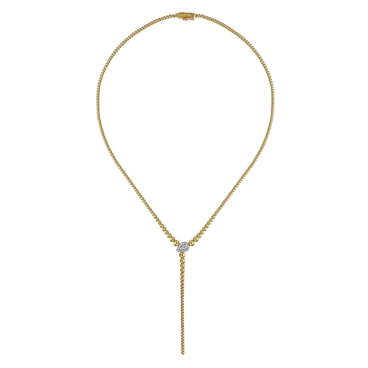 Bujukan Beads and Diamond Y Necklace in 14K White/Yellow Gold, photograph 2