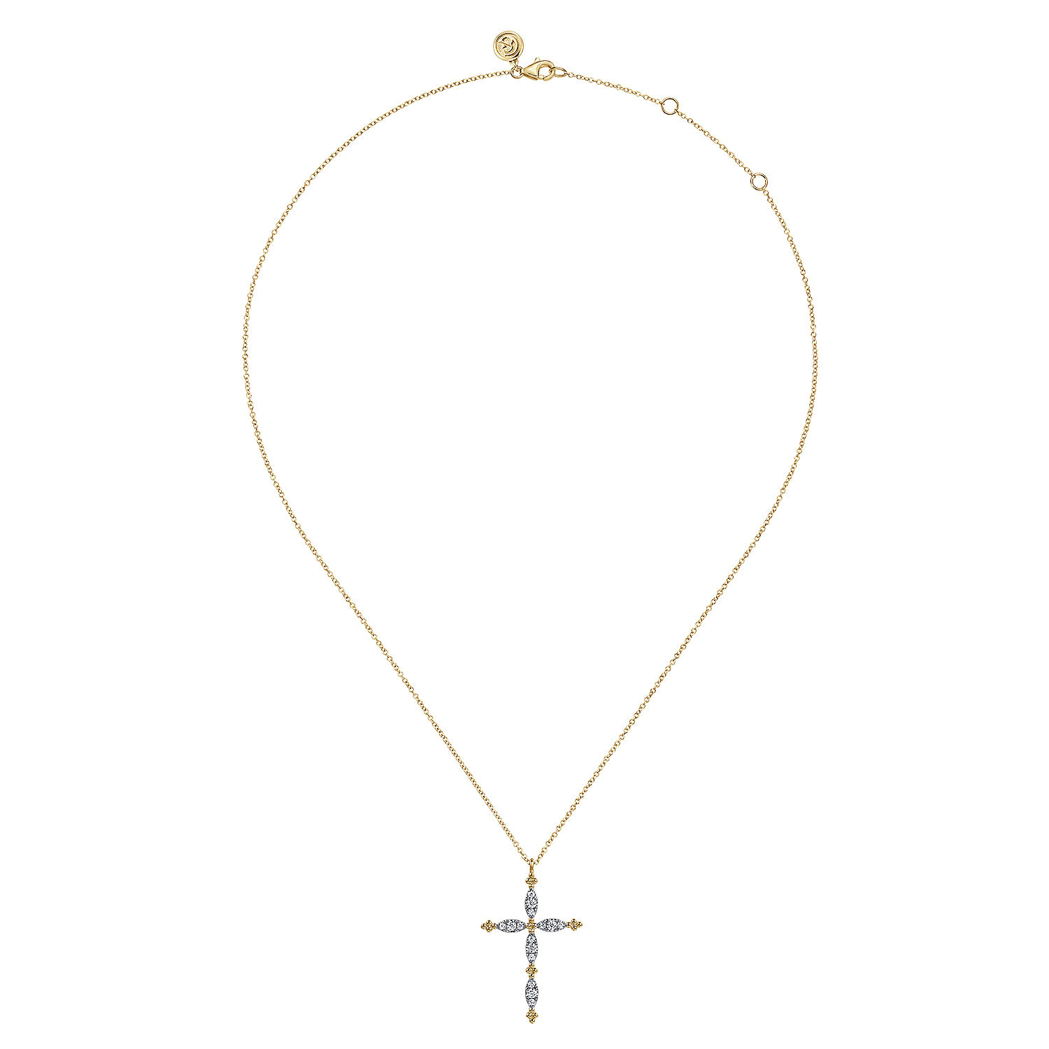 Diamond Cross Pendant Necklace-Bujukan in 14K Yellow Gold, photograph 2