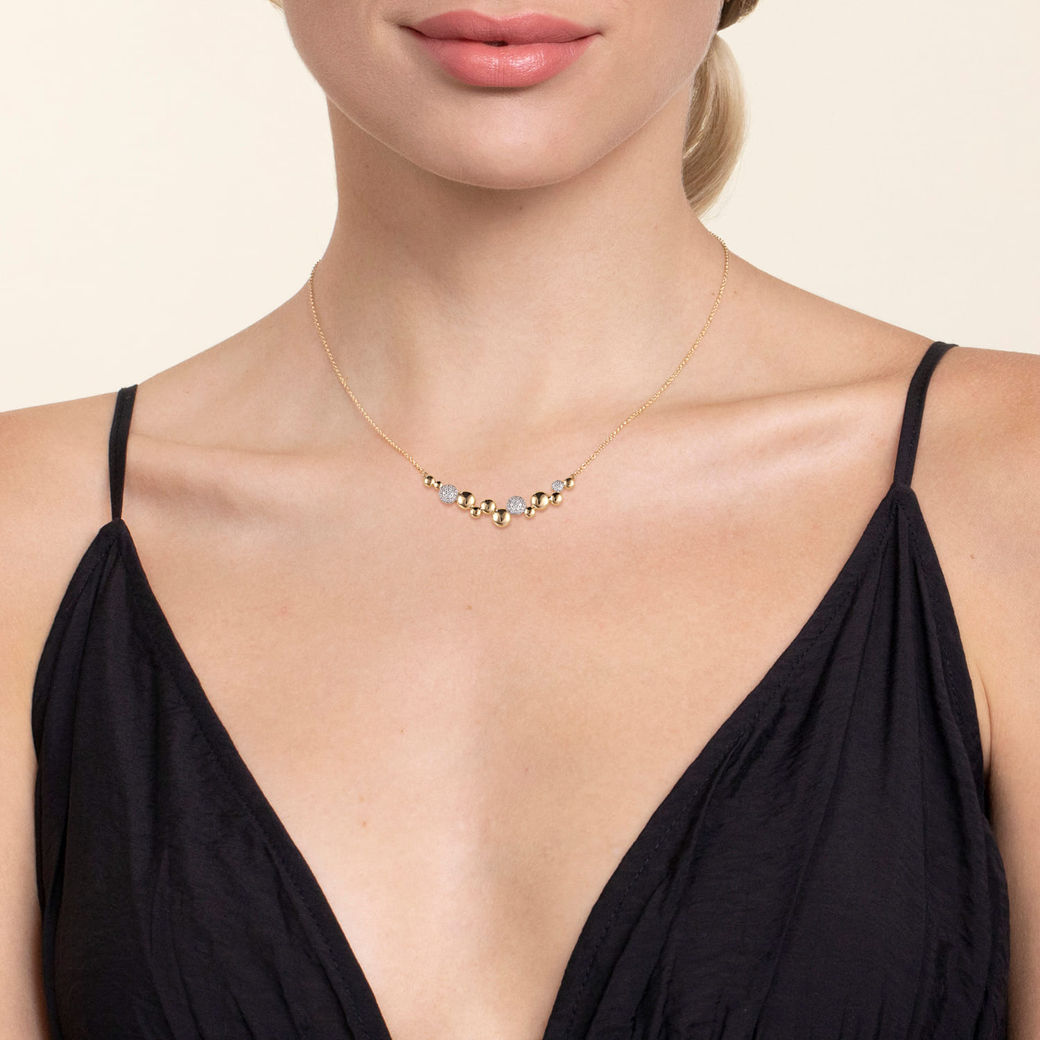 Bujukan Pave Diamond Pendant Necklace in 14K White/Yellow Gold, photograph 3