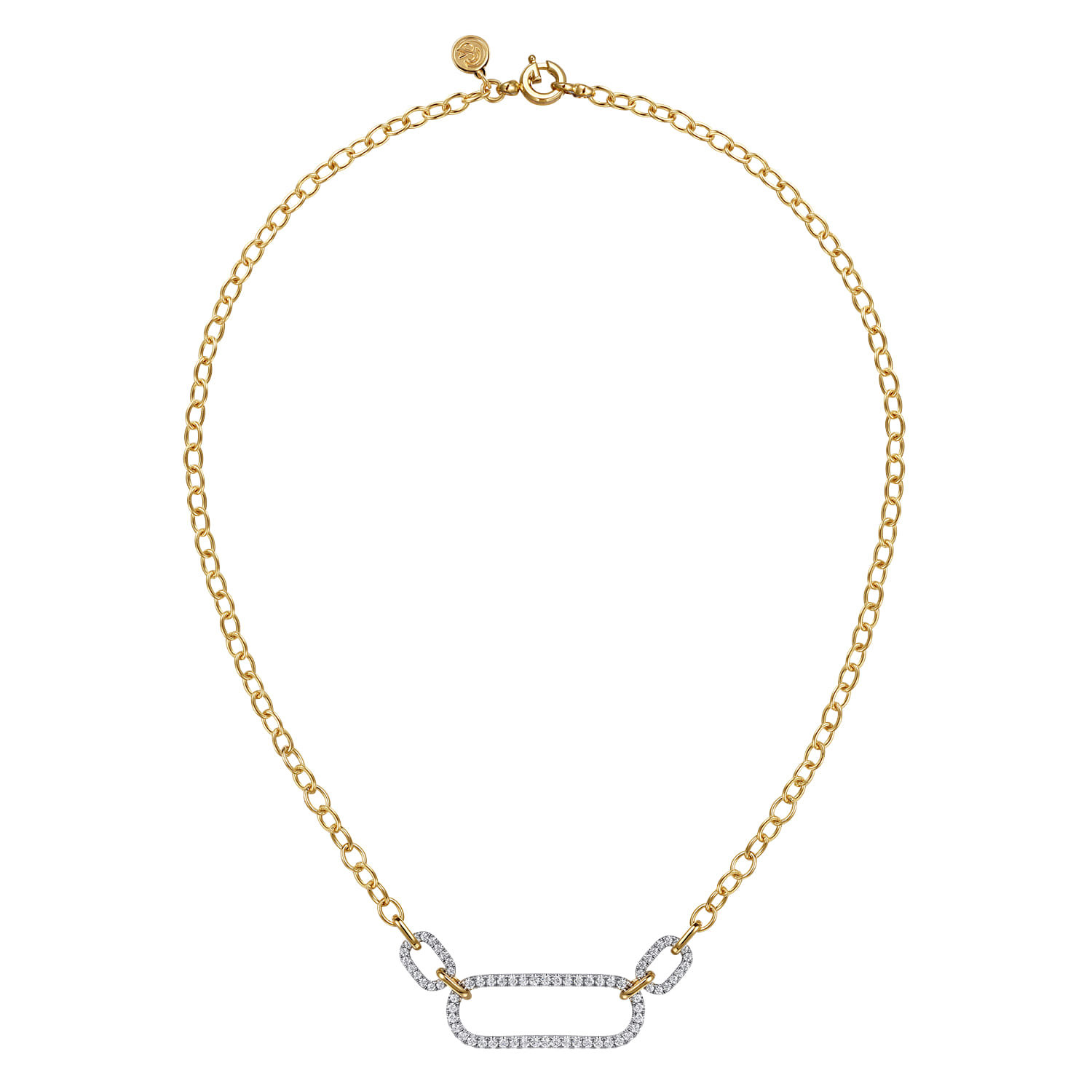 Diamond Link Chain Necklace in 14K White/Yellow Gold, photograph 2