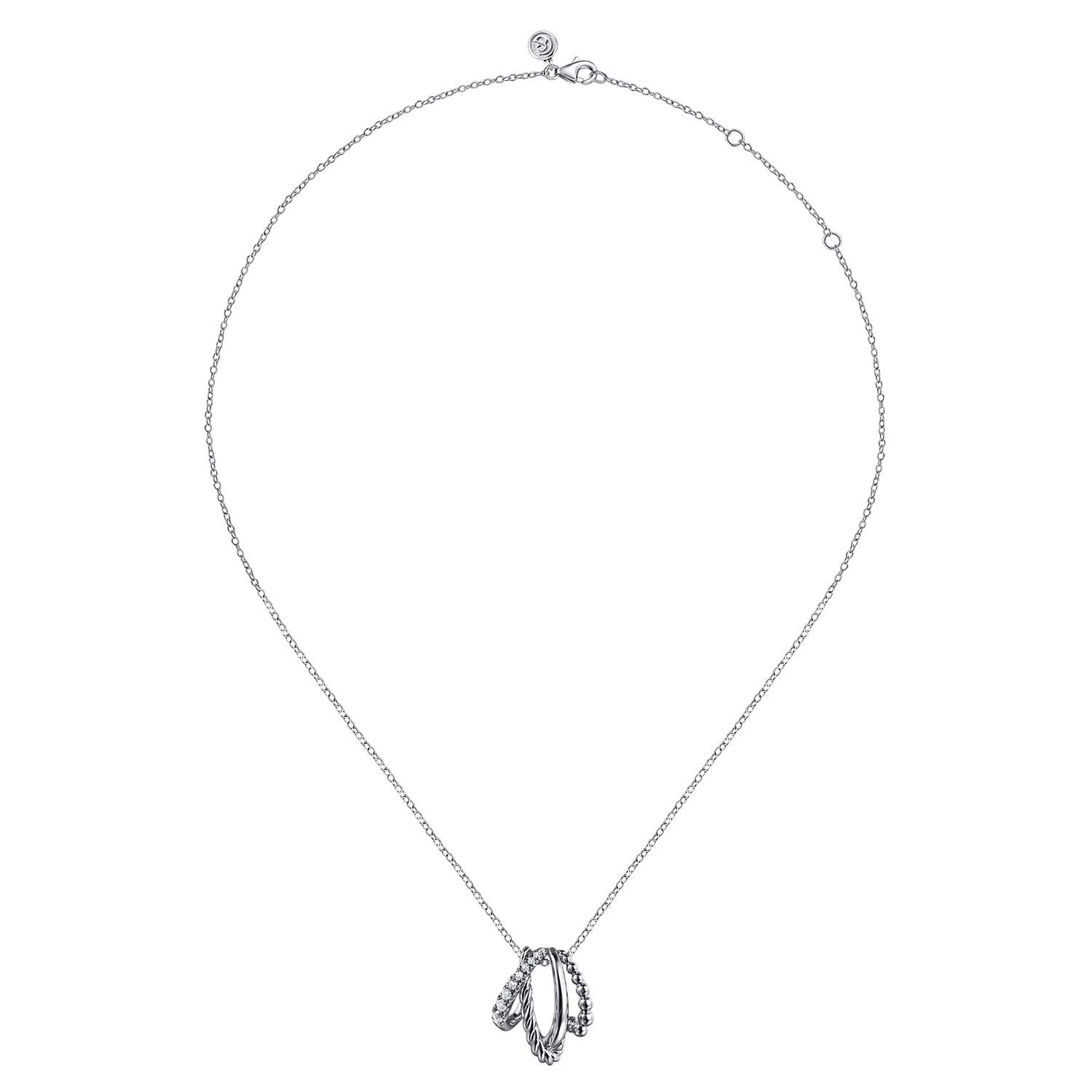 Bujukan and White Sapphire Twisted Pendant Necklace in Sterling Silver, photograph 2