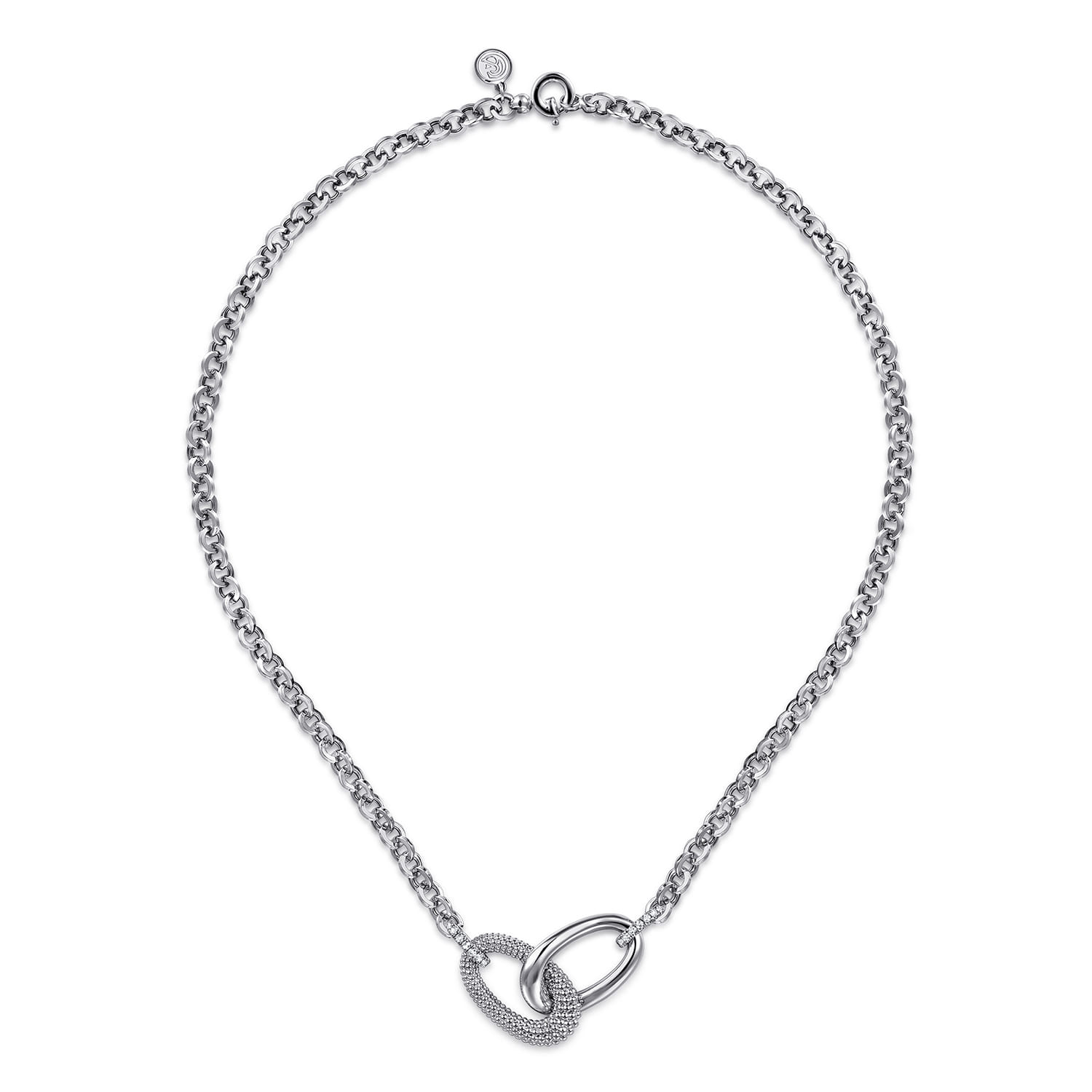 Bujukan and White Sapphire Link Chain Necklace in Sterling Silver, photograph 2