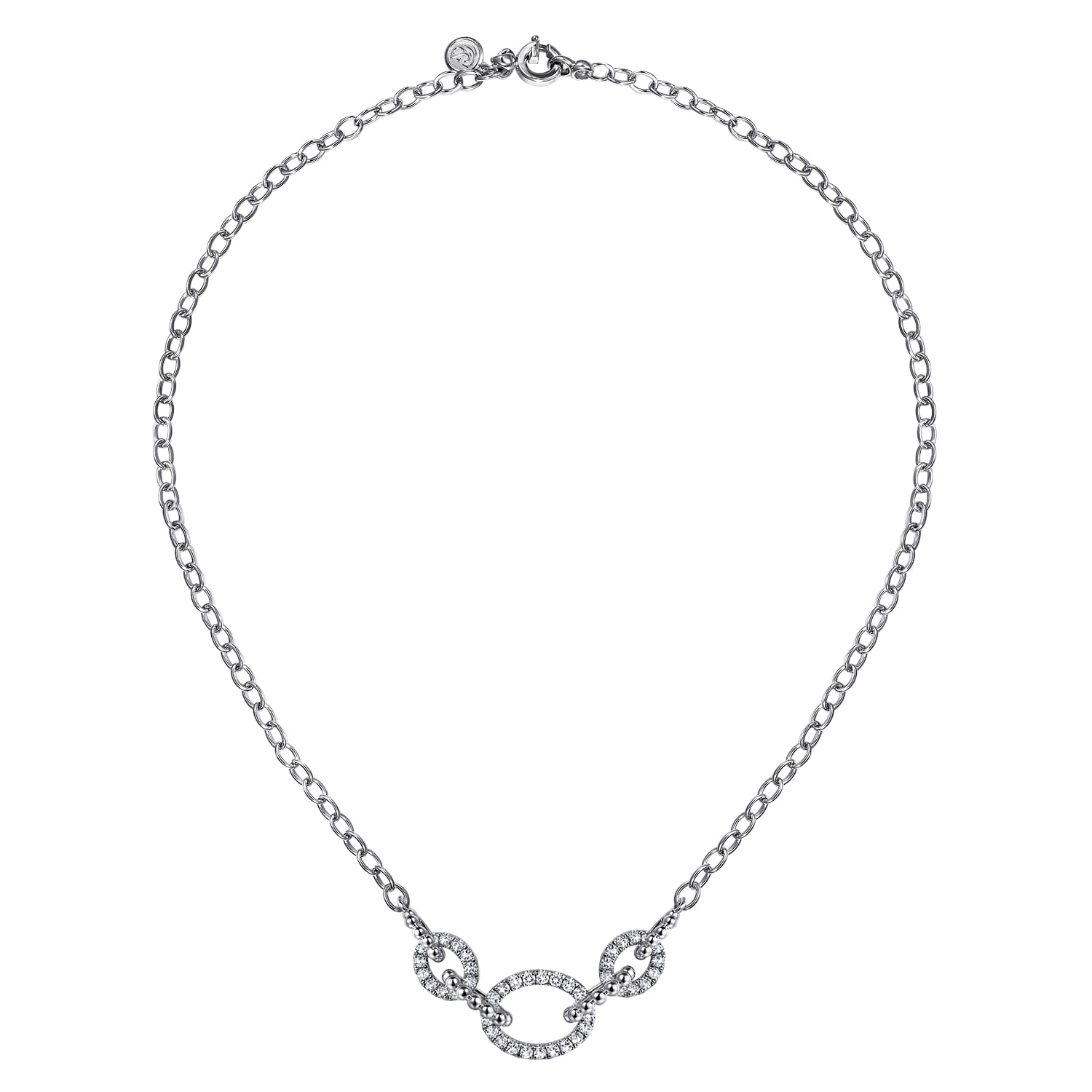 Bujukan and White Sapphire Link Chain Necklace in Sterling Silver, photograph 2