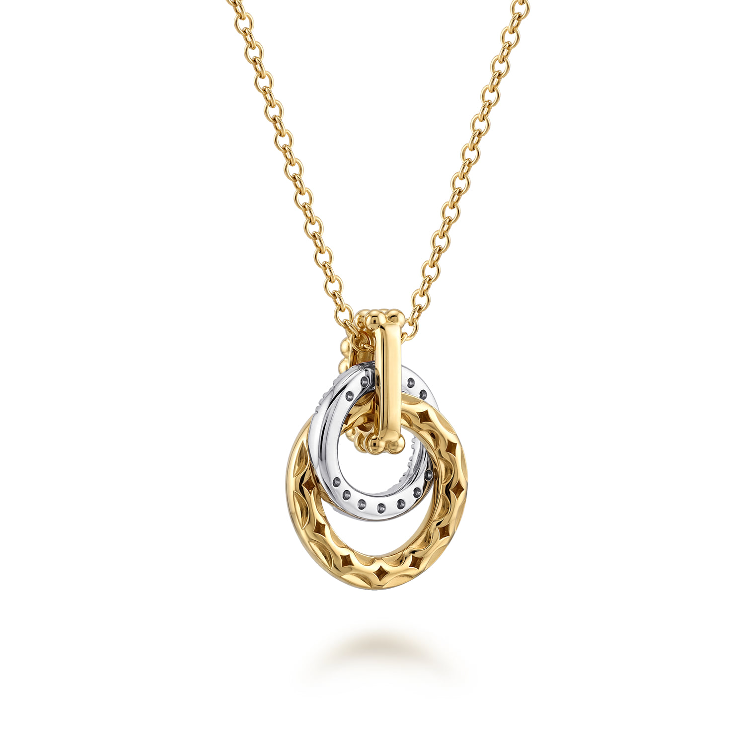 Diamond Pendant Necklace-Bujukan in 14K White/Yellow Gold, photograph 2