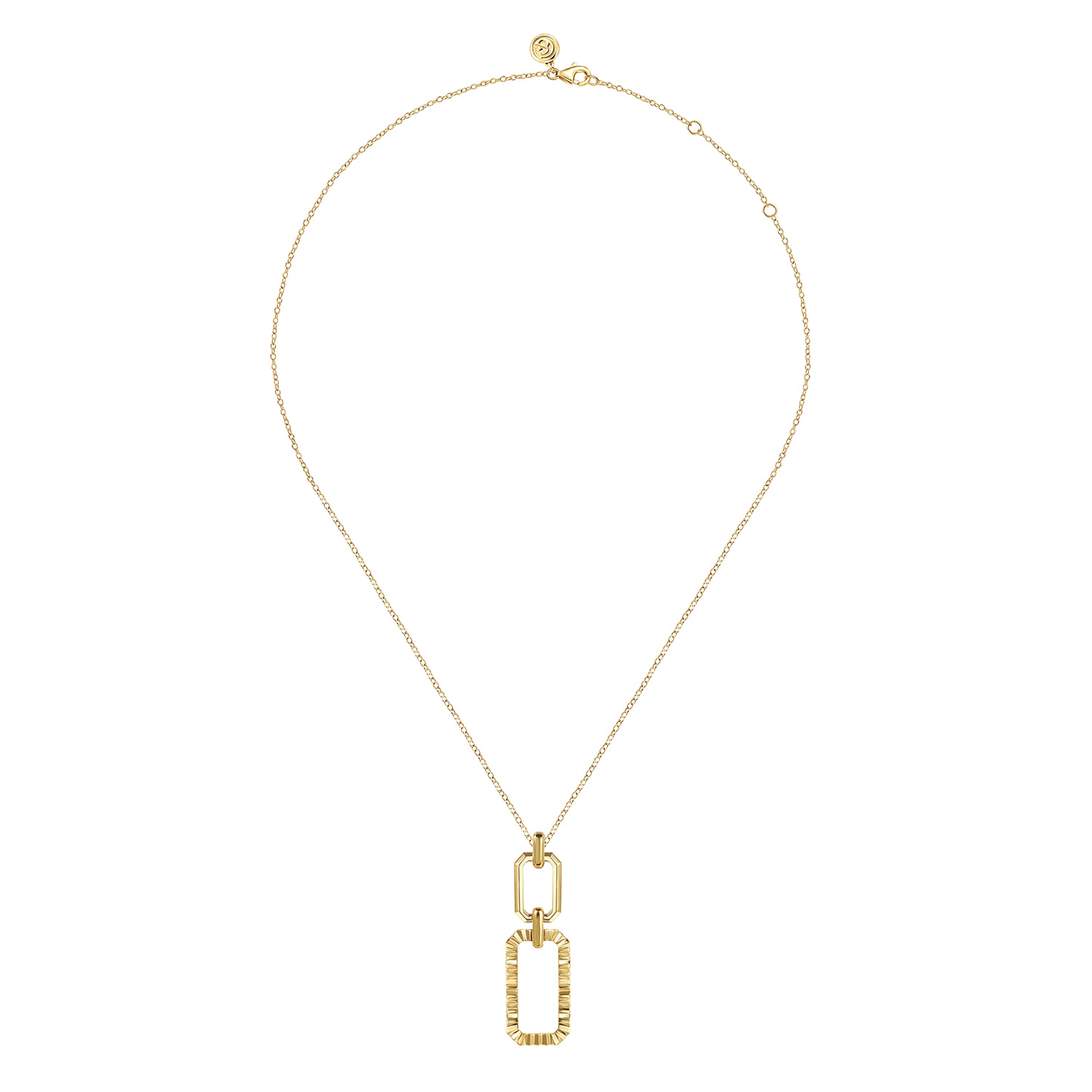 Diamond Cut Link Pendant Necklace in 14K Yellow Gold, photograph 2
