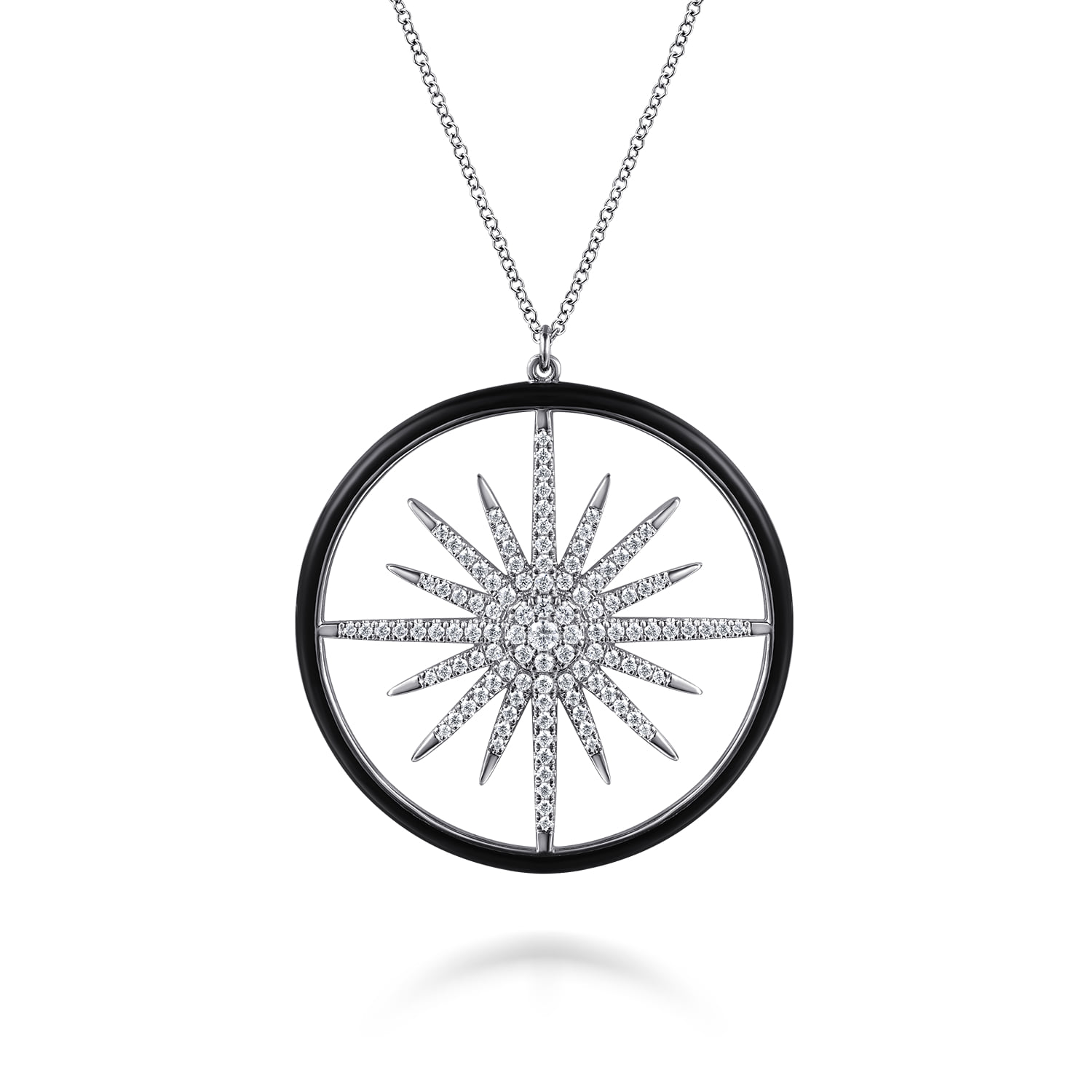 Diamond Starburst Pendant Necklace with Enamel