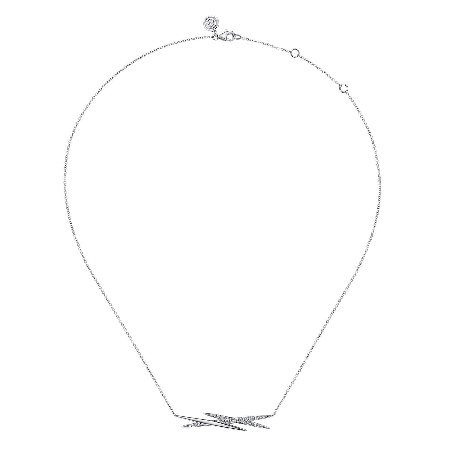 Graduating Diamond Spike Bar Necklace in 14K White Gold, photograph 2