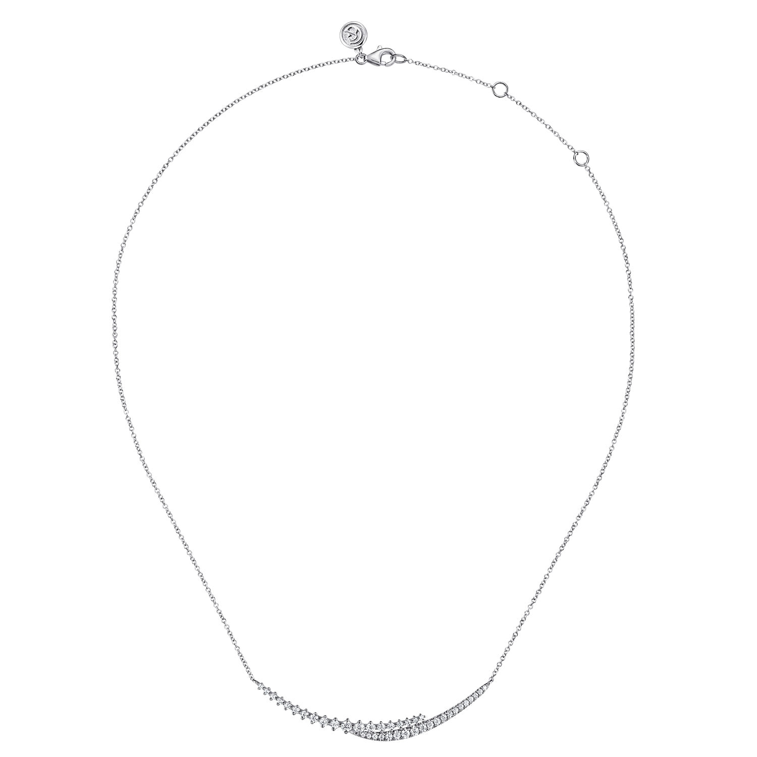 Graduating Diamond Bar Necklace in 14K White Gold, photograph 2
