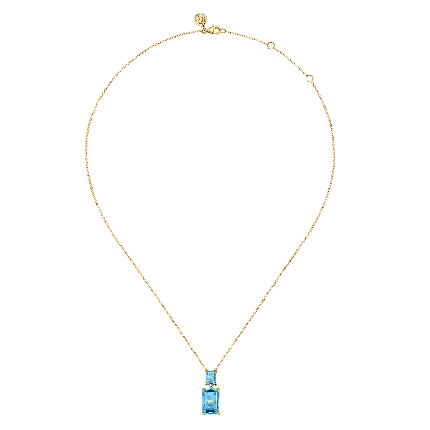Blue Topaz Pendant Necklace in 14K Yellow Gold, photograph 2