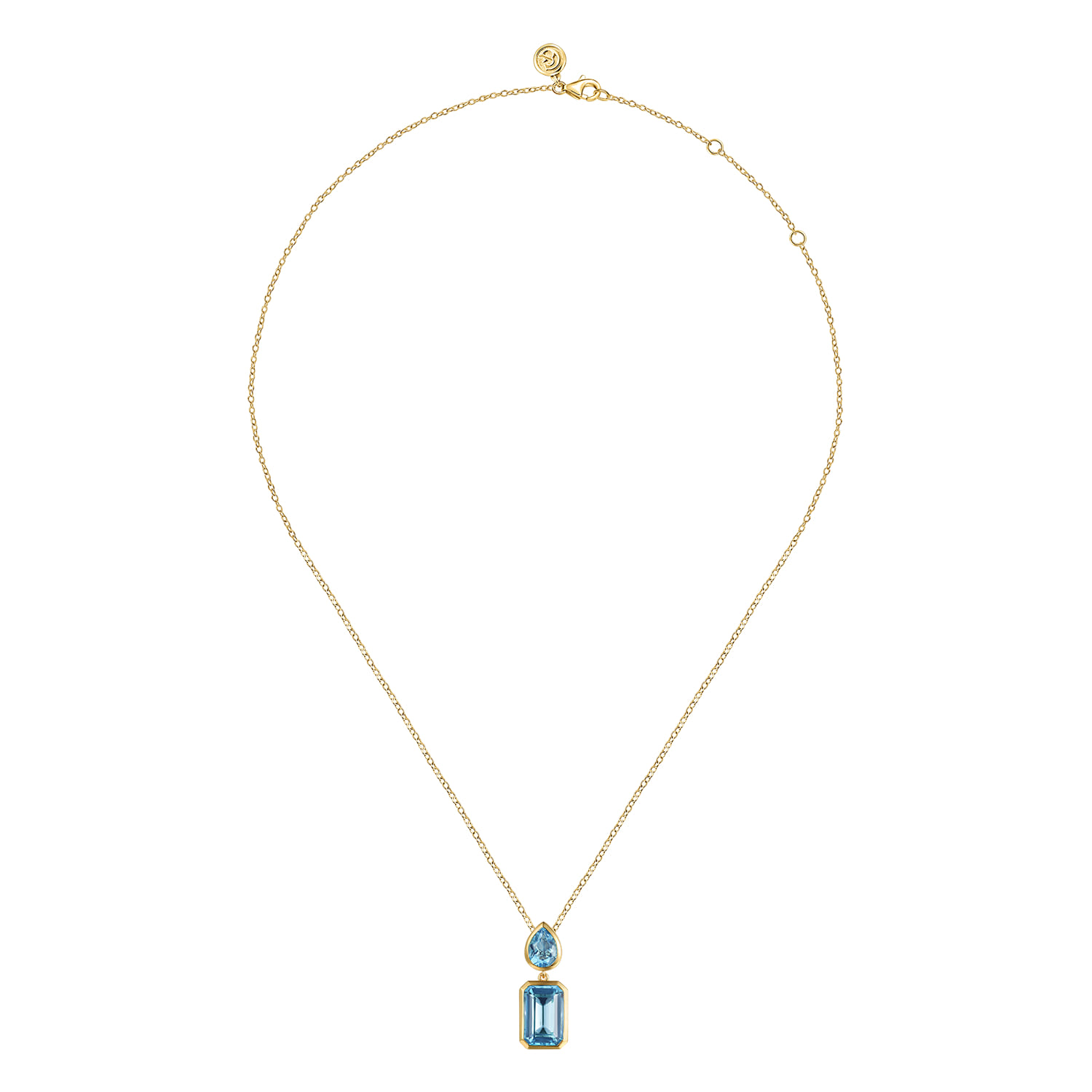 Blue Topaz Pendant Necklace in 14K Yellow Gold, photograph 2