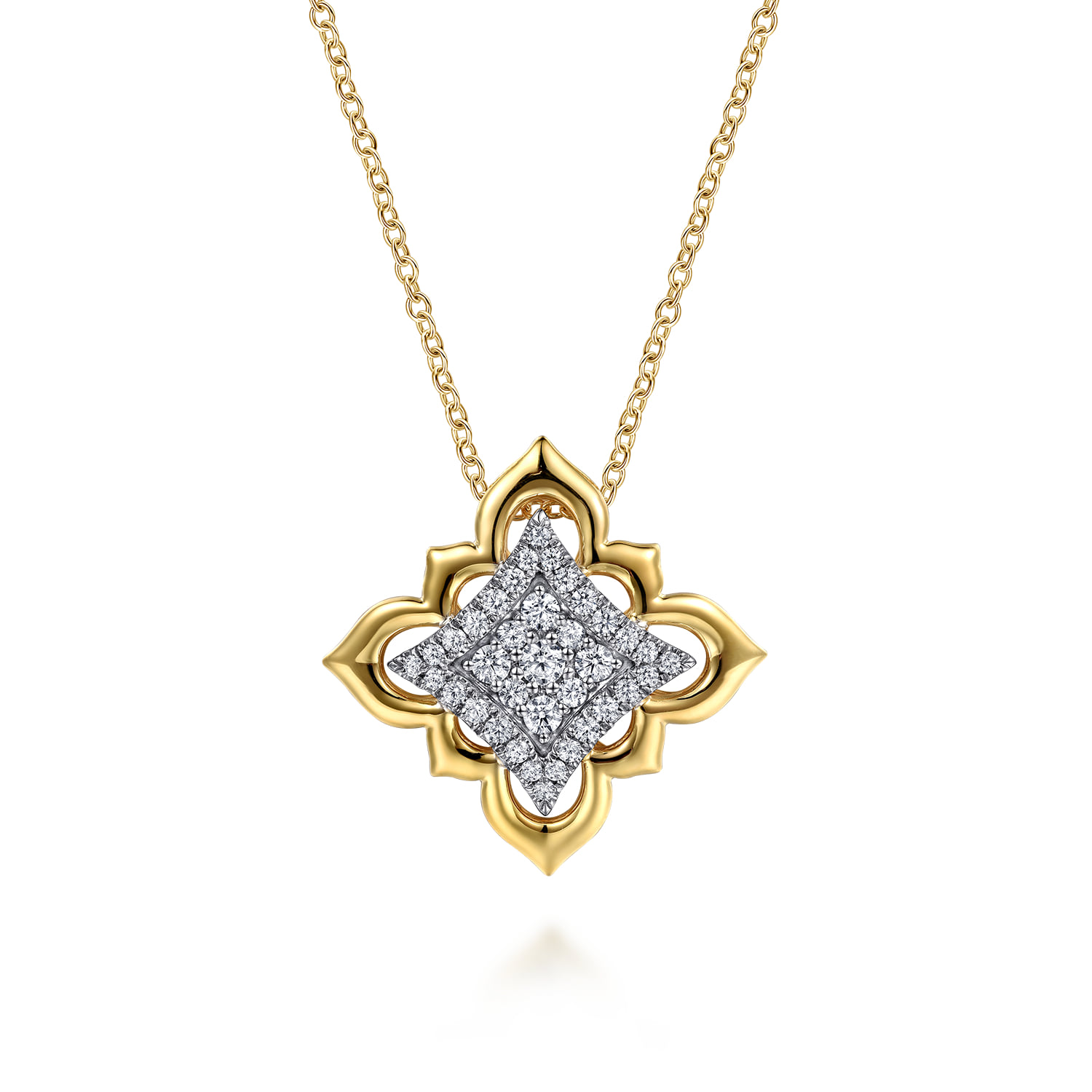 Graduating Diamond Floral Pendant Necklace