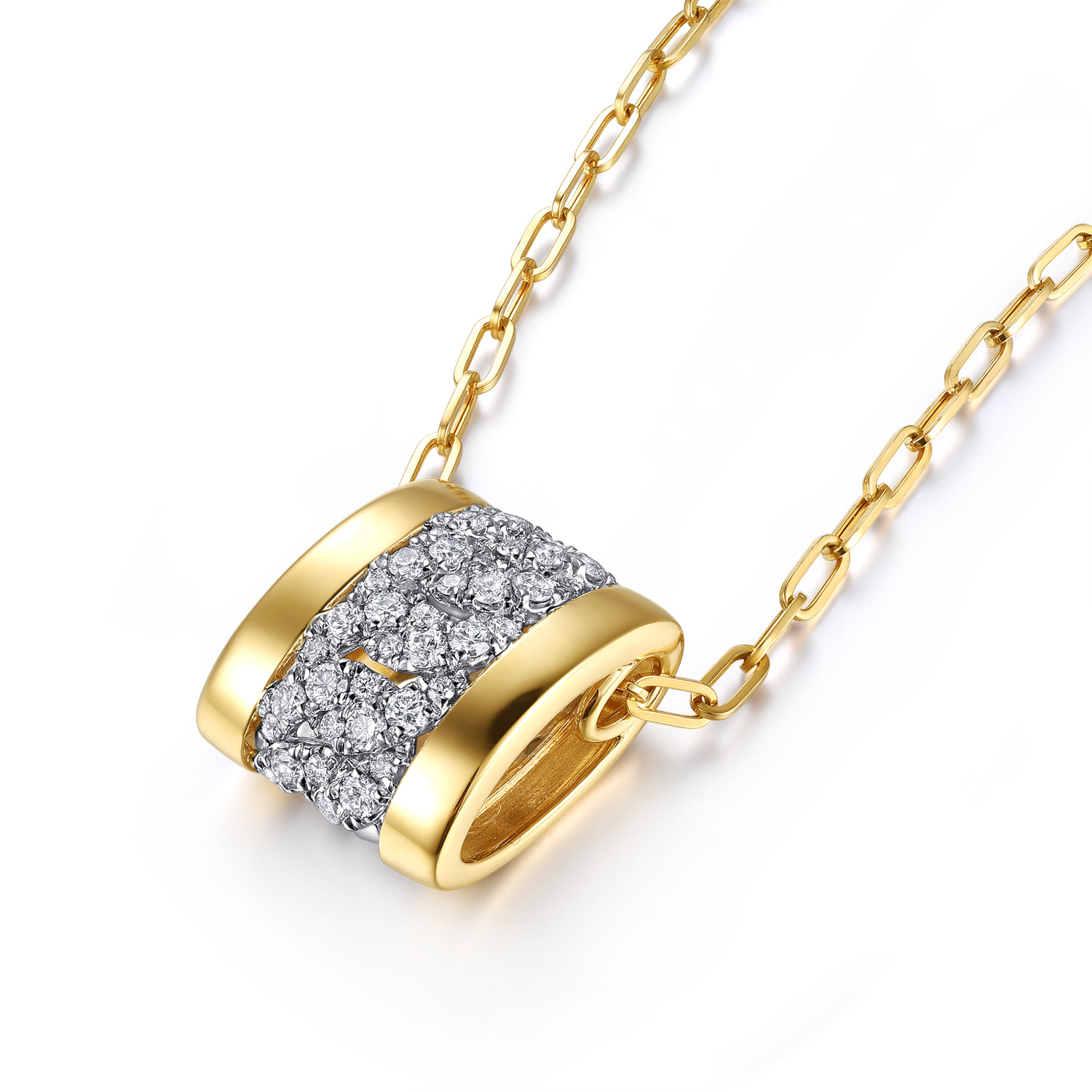 Diamond Link Slider Pendant Necklace in 18K White/Yellow Gold, photograph 2