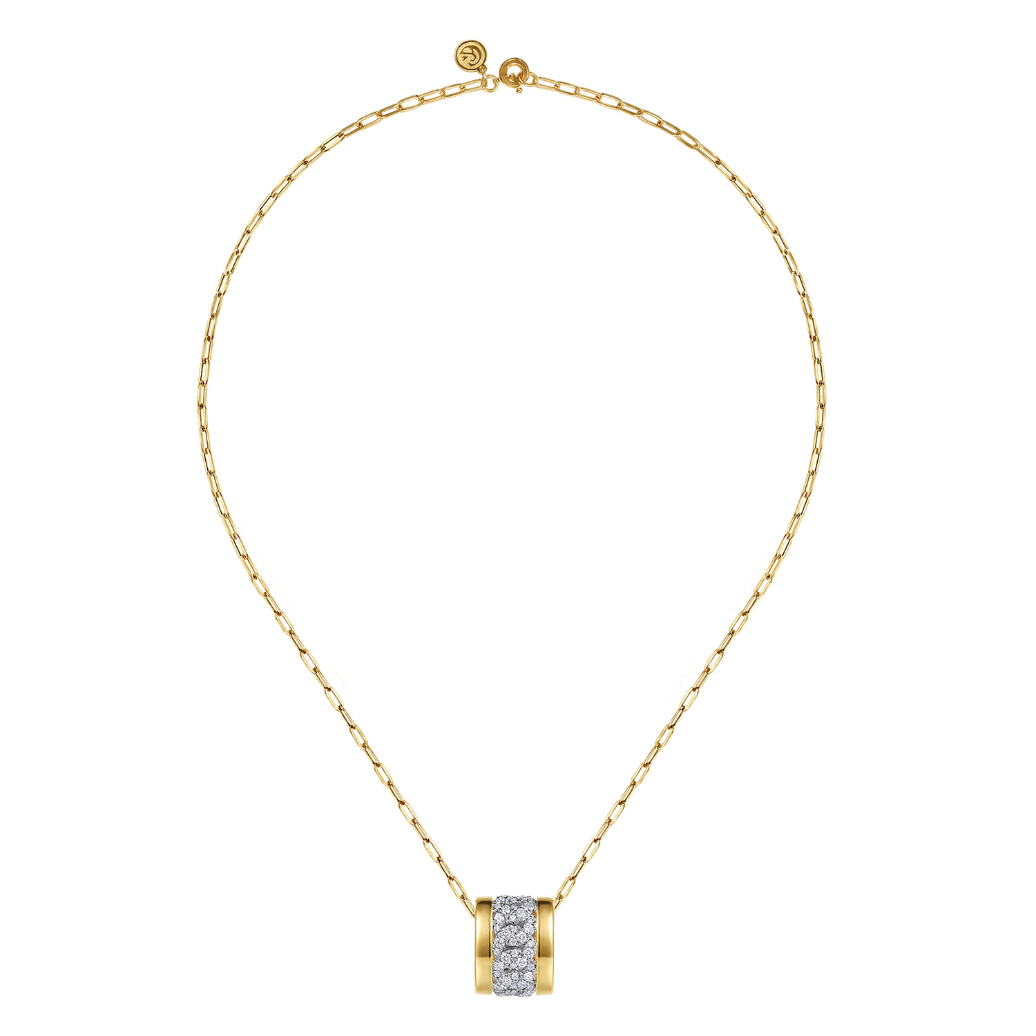 Diamond Link Slider Pendant Necklace in 18K White/Yellow Gold, photograph 3