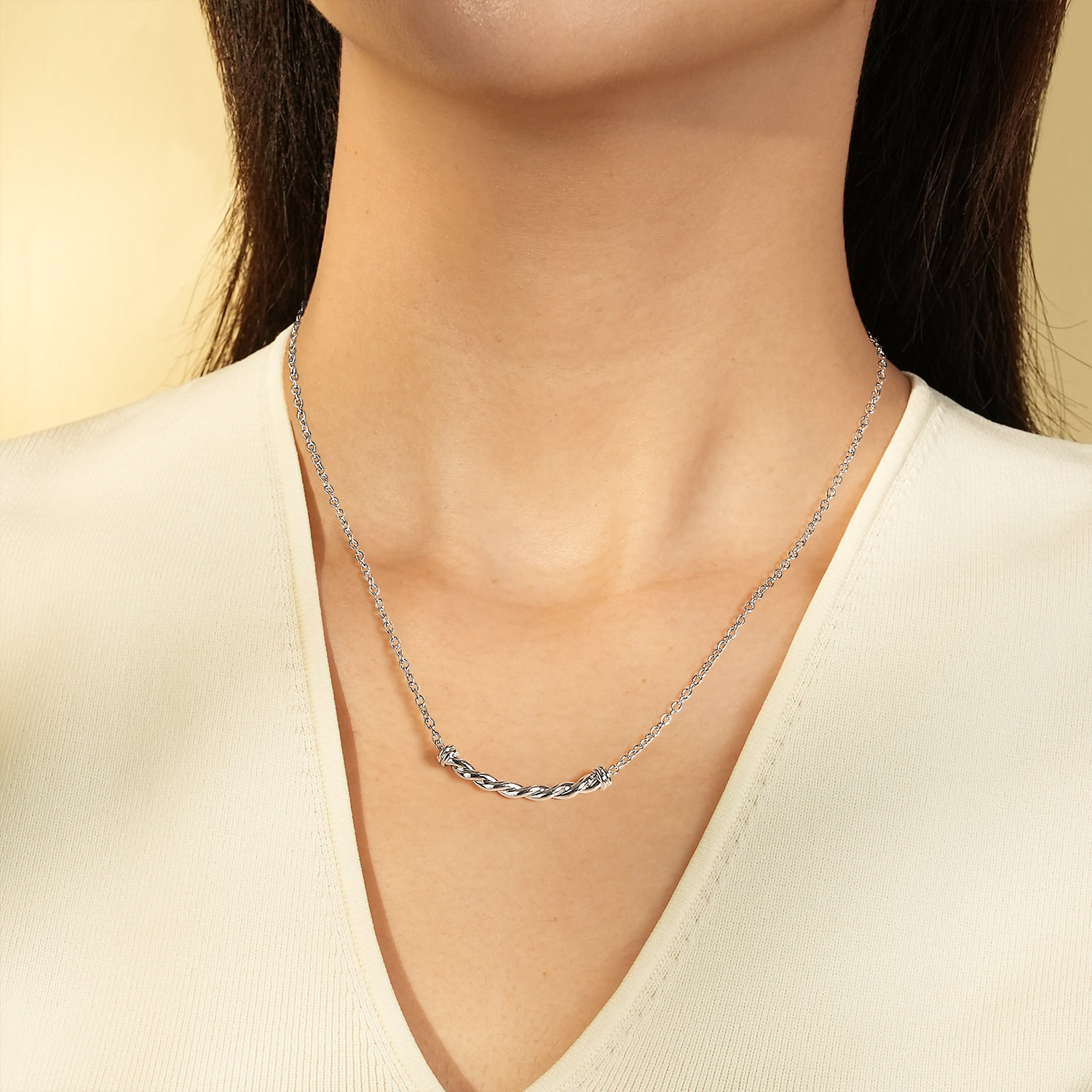 Twisted Bar Necklace in Sterling Silver, photograph 3