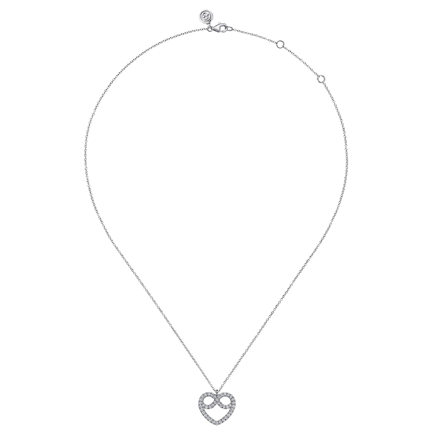 Diamond Infinity Pendant Necklace in 14K White Gold, photograph 2