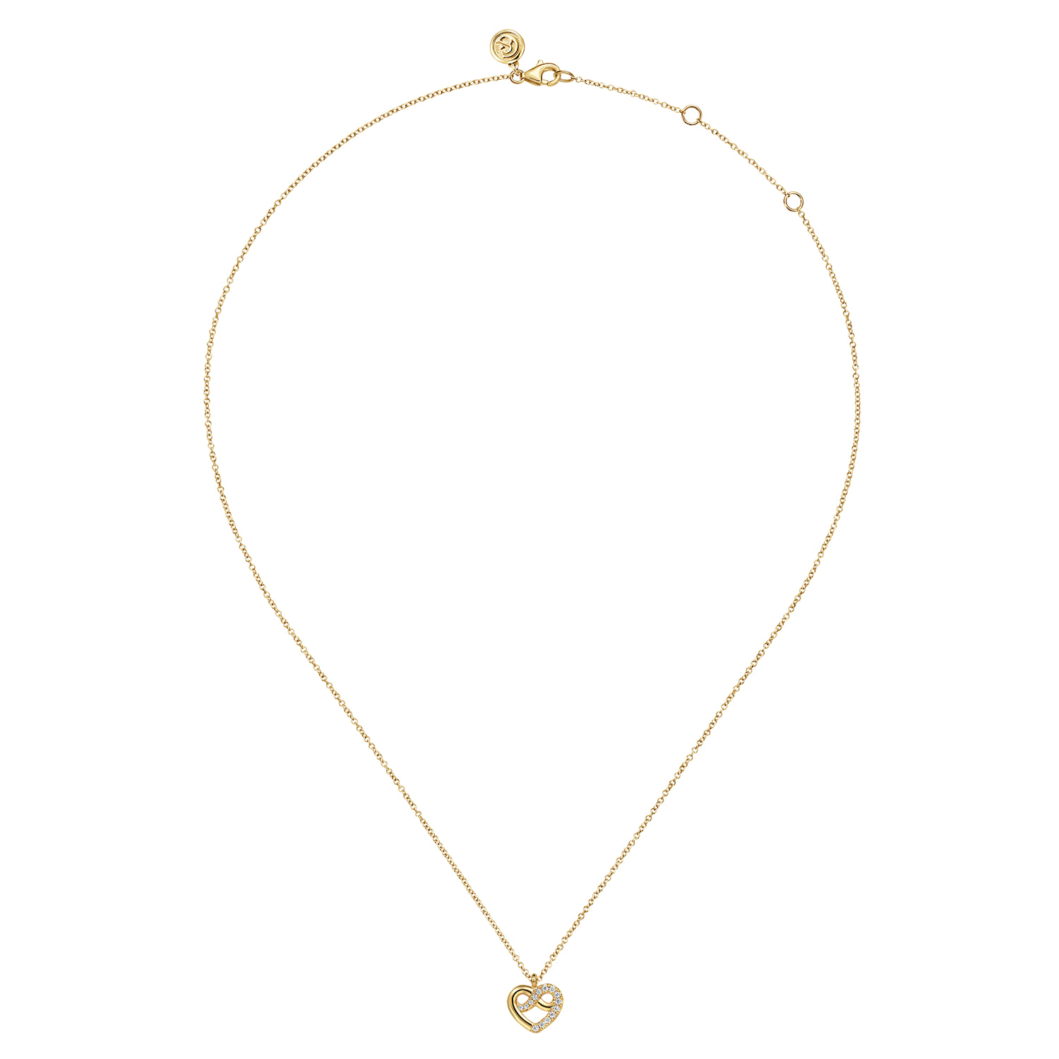 Diamond Love Knot Pendant Necklace in 14K Yellow Gold, photograph 2