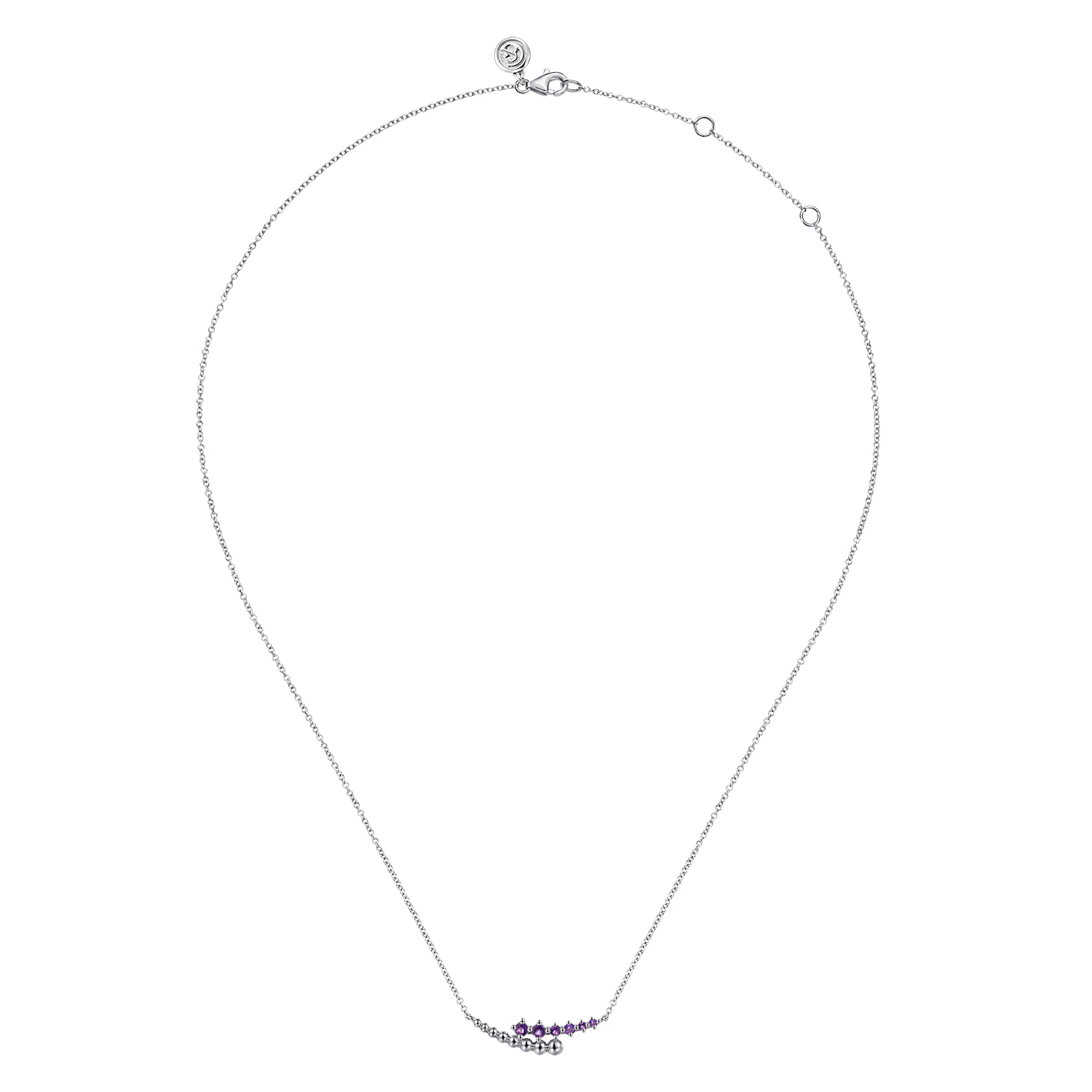 Bujukan and Amethyst Bypass Bar Necklace in Sterling Silver, photograph 2