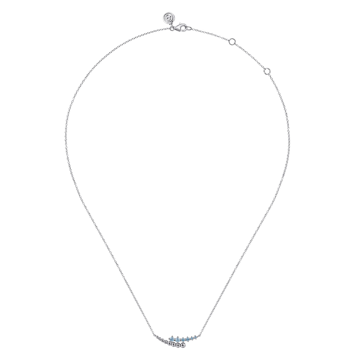 Bujukan and Blue Topaz Bypass Bar Necklace in Sterling Silver, photograph 2