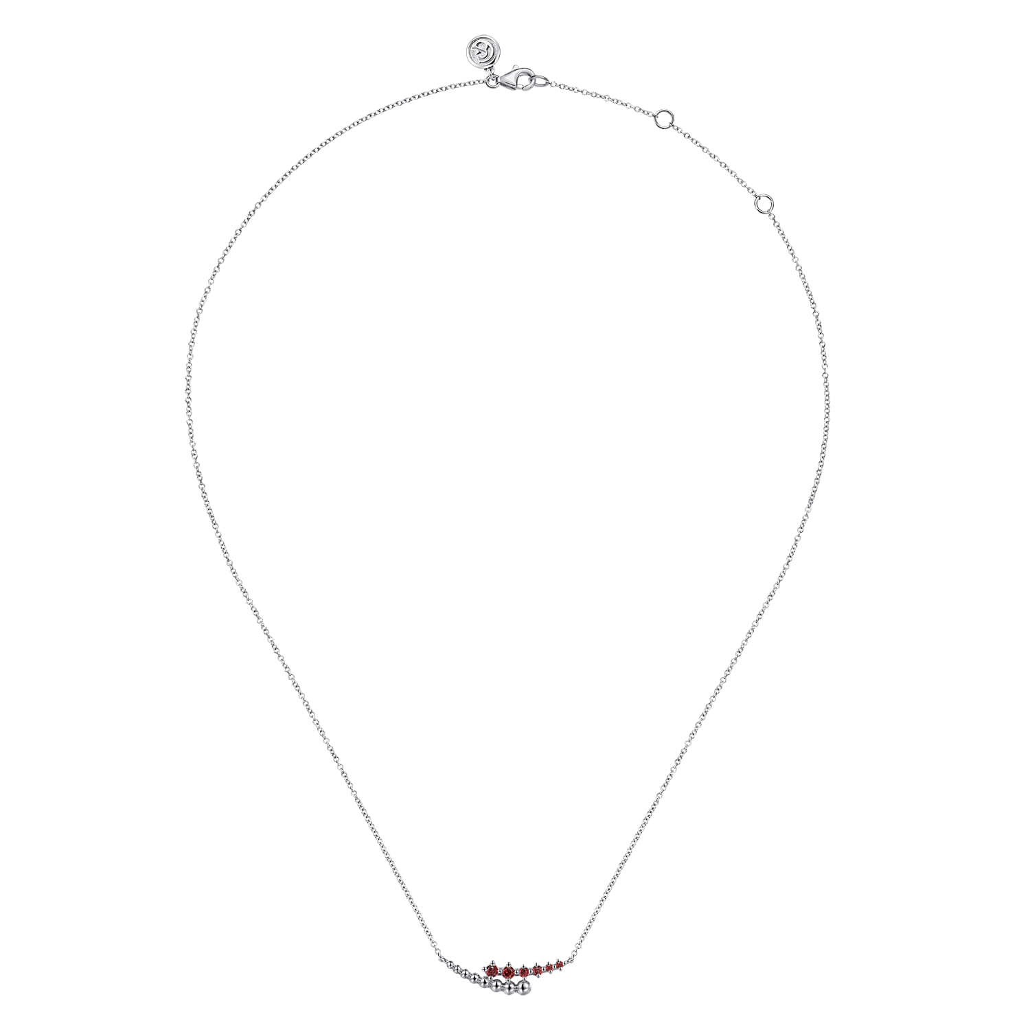 Bujukan and Garnet Bypass Bar Necklace in Sterling Silver, photograph 2