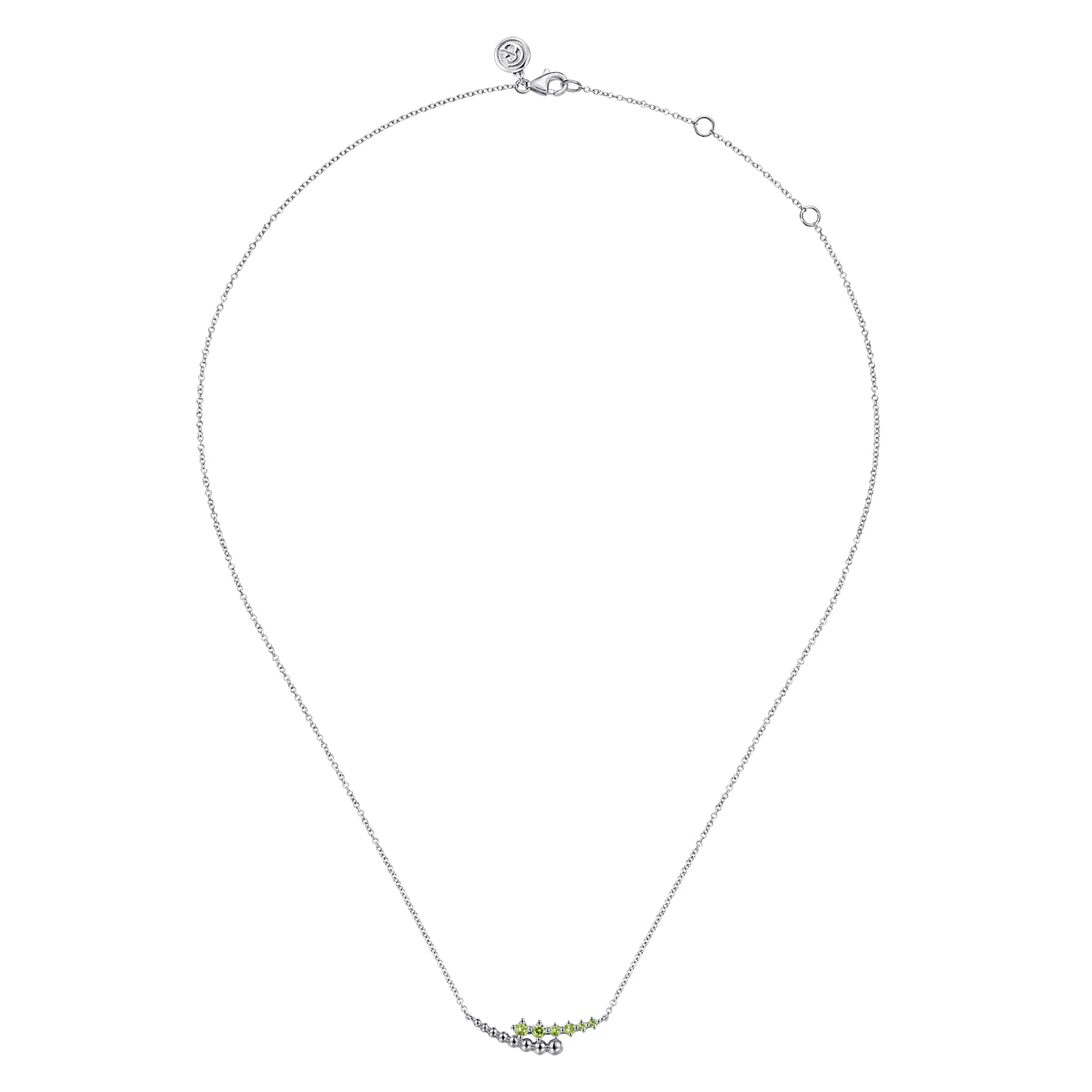 Bujukan and Peridot Bypass Bar Necklace in Sterling Silver, photograph 2