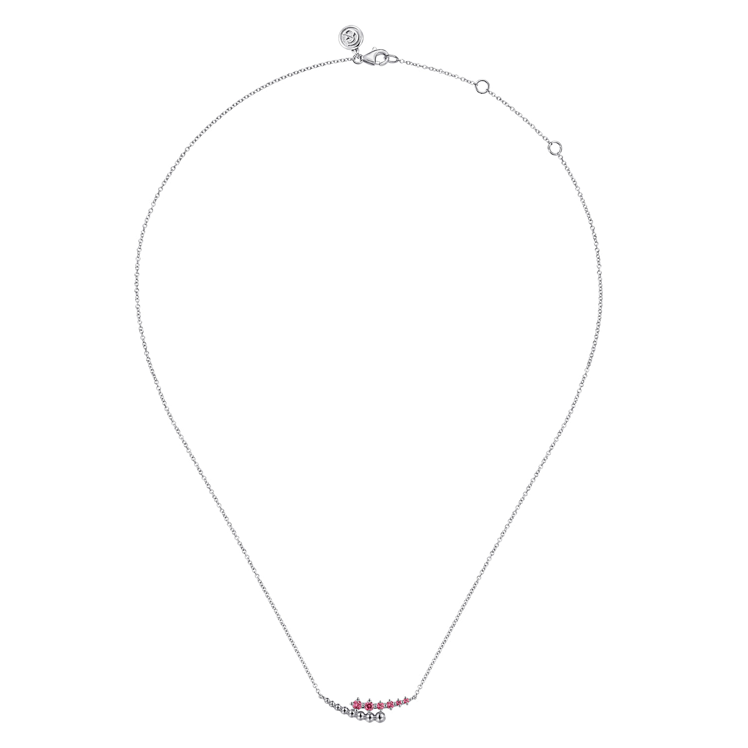 Bujukan and Pink Tourmaline Bypass Bar Necklace in Sterling Silver, photograph 2