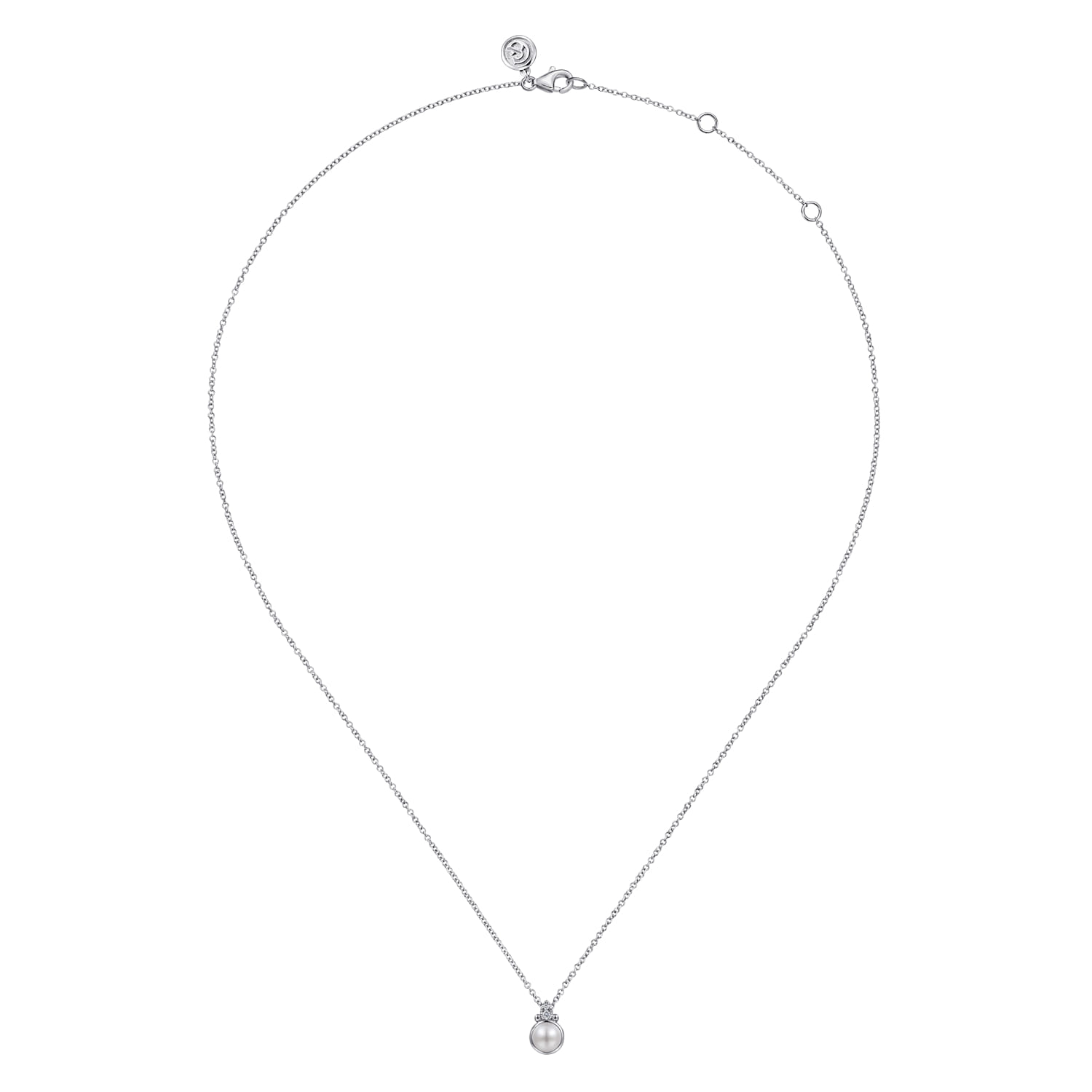 Diamond Bujukan Pearl Pendant Necklace in Sterling Silver, photograph 2