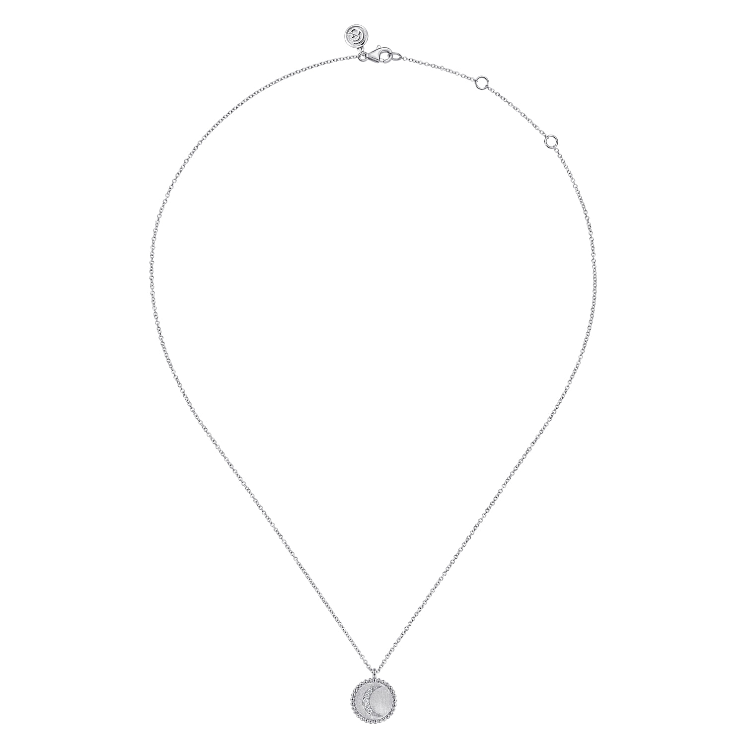 Diamond Bujukan Moon Medallion Pendant Necklace in Sterling Silver, photograph 2
