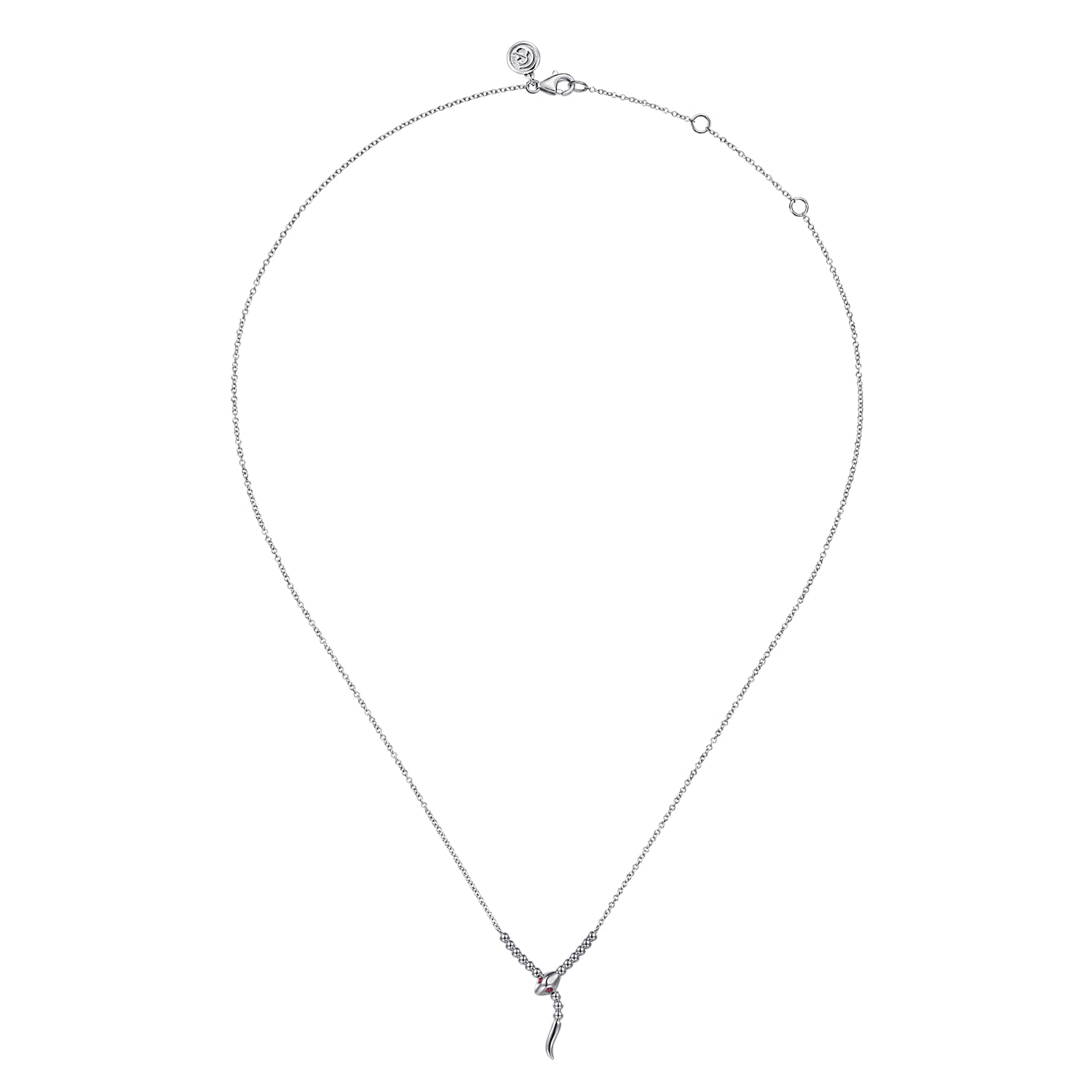 Snake Bujukan Ruby Y Necklace in Sterling Silver, photograph 2
