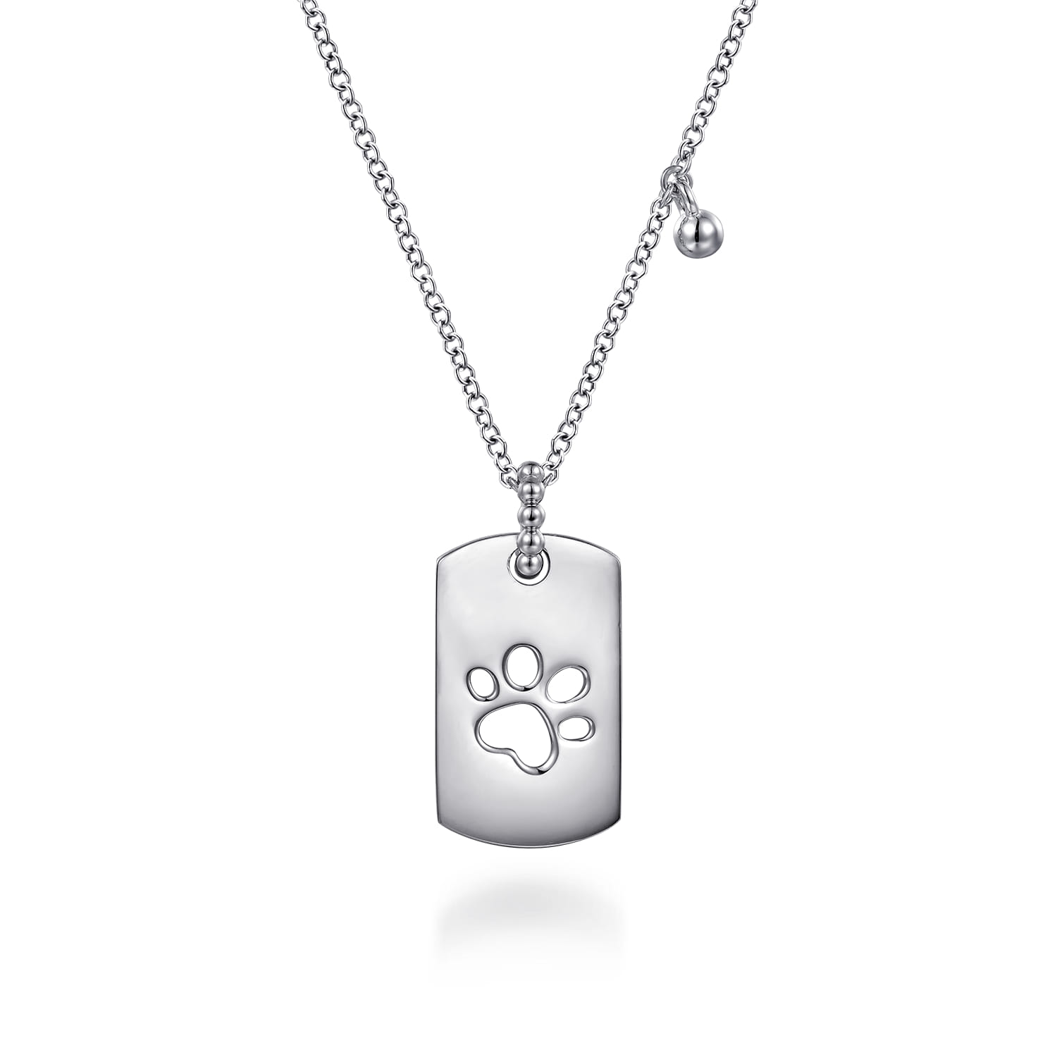 Bujukan Dog Tag Paw Print Pendant Necklace