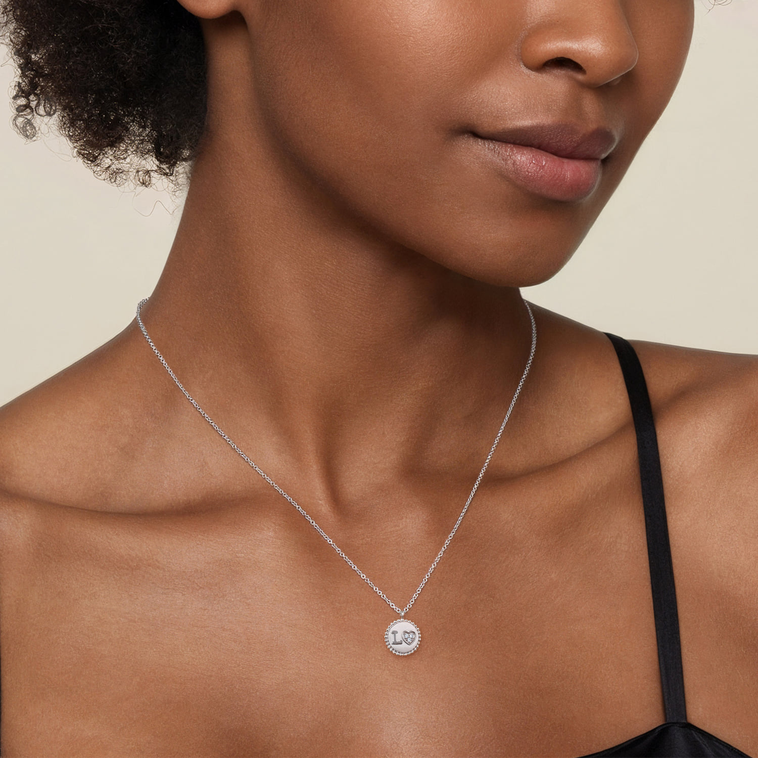 Diamond Bujukan LOVE Medallion Pendant Necklace in Sterling Silver, photograph 3